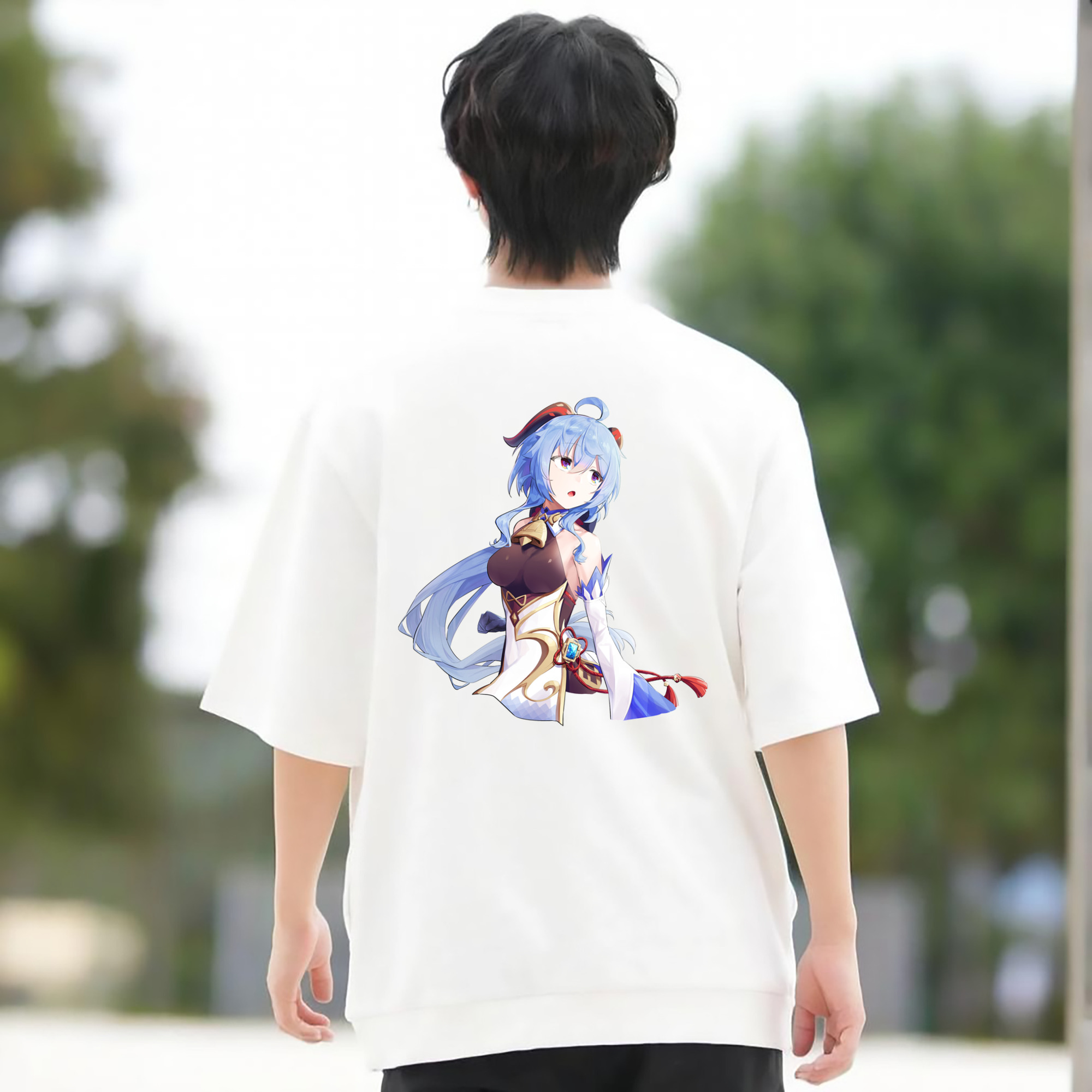 げんし神 甘雨 かんう genshin Ganyu 綿100％半袖Tシャツ（背面プリント）