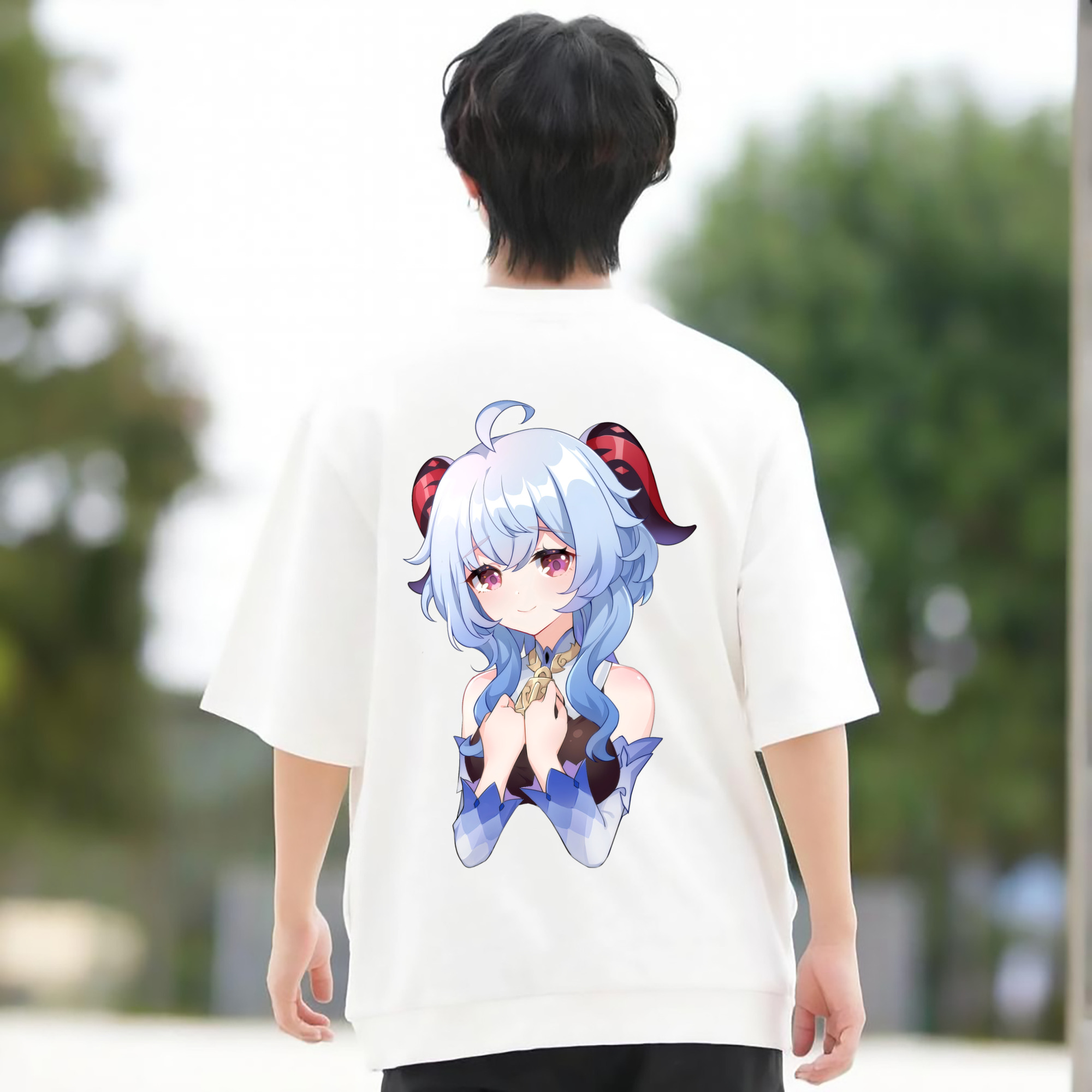 げんし神 甘雨 かんう genshin Ganyu 綿100％半袖Tシャツ（背面プリント）