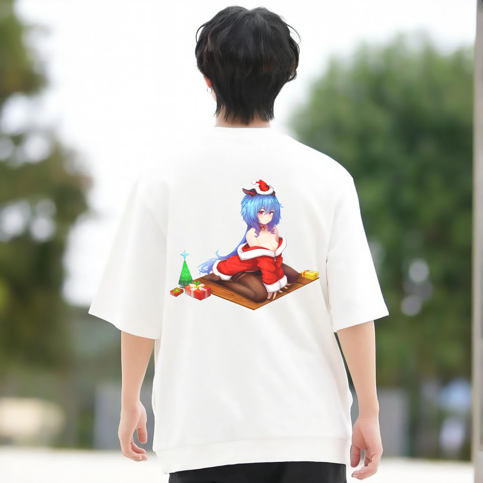 げんし神 甘雨 かんう genshin Ganyu 綿100％半袖Tシャツ（背面プリント）