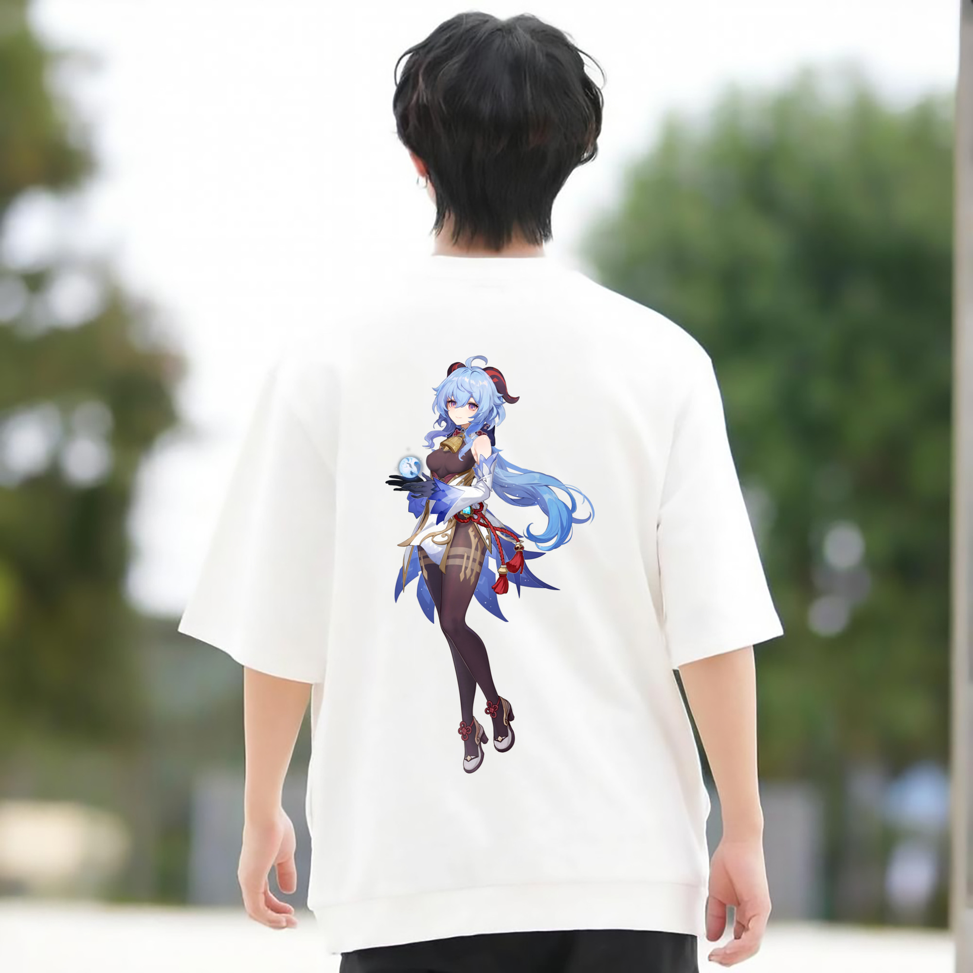 げんし神 甘雨 かんう genshin Ganyu 綿100％半袖Tシャツ（背面プリント）