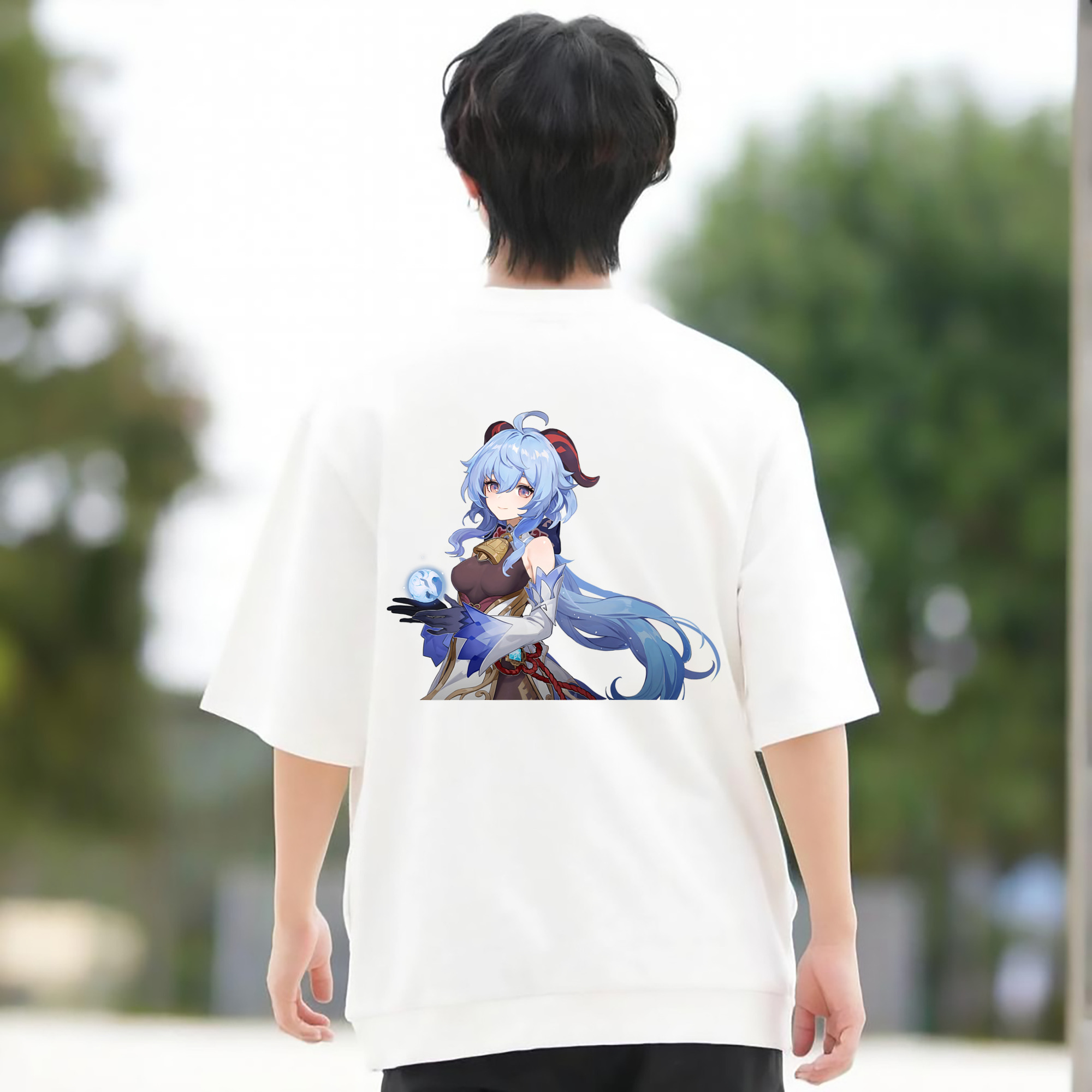 げんし神 甘雨 かんう genshin Ganyu 綿100％半袖Tシャツ（背面プリント）