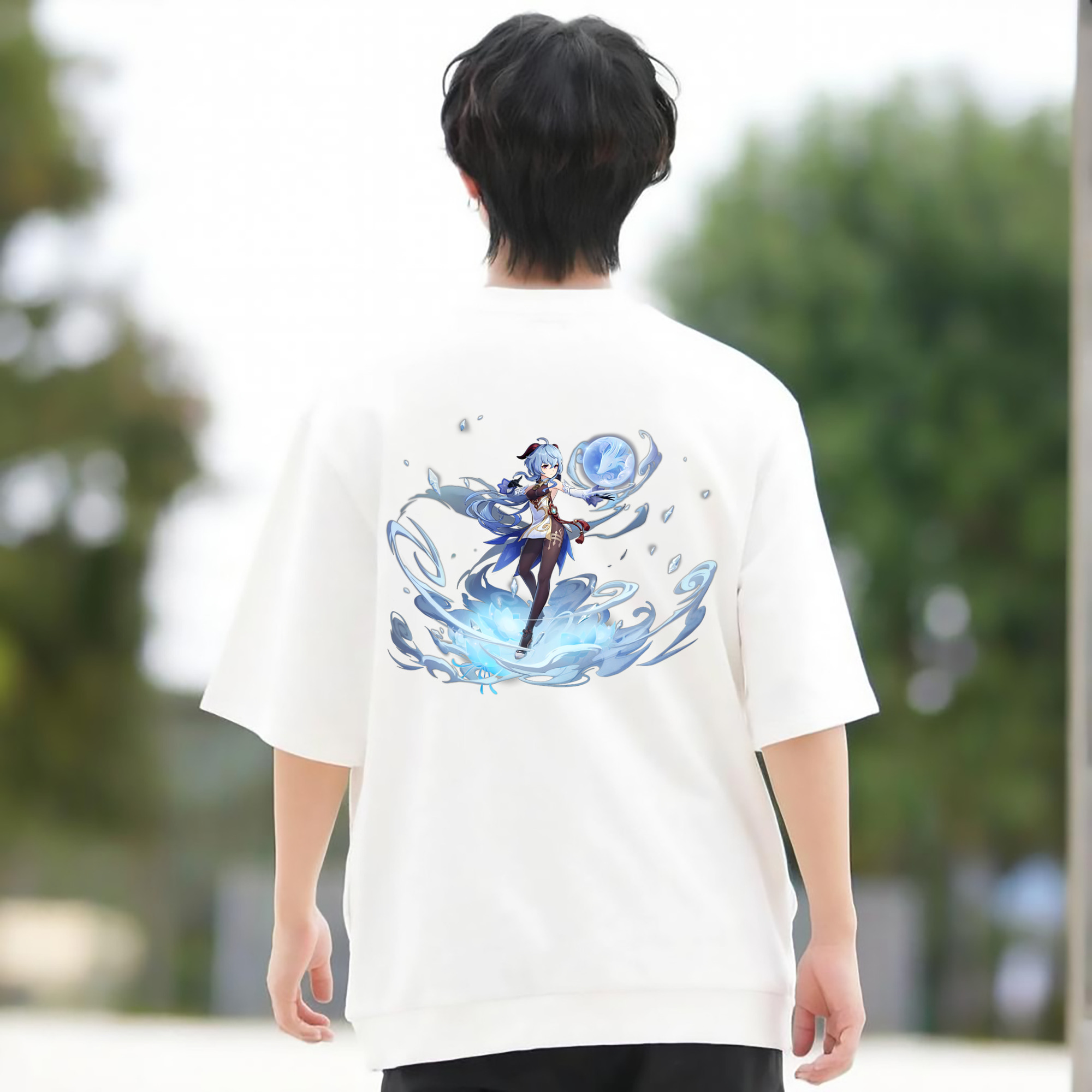 げんし神 甘雨 かんう genshin Ganyu 綿100％半袖Tシャツ（背面プリント）