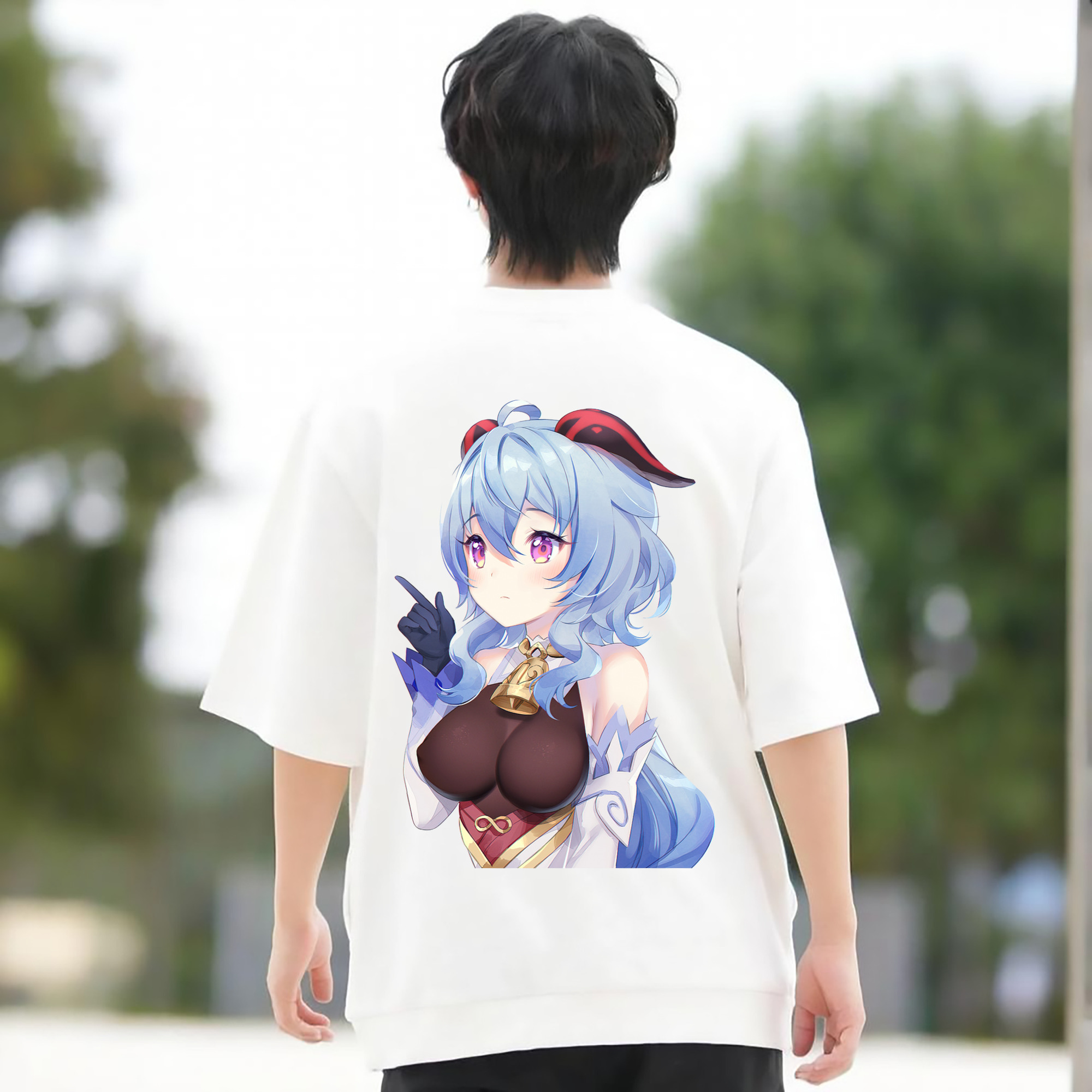 げんし神 甘雨 かんう genshin Ganyu 綿100％半袖Tシャツ（背面プリント）