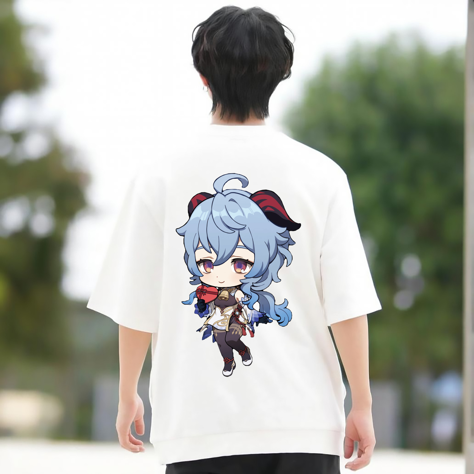 げんし神 甘雨 かんう genshin Ganyu 綿100％半袖Tシャツ（背面プリント）
