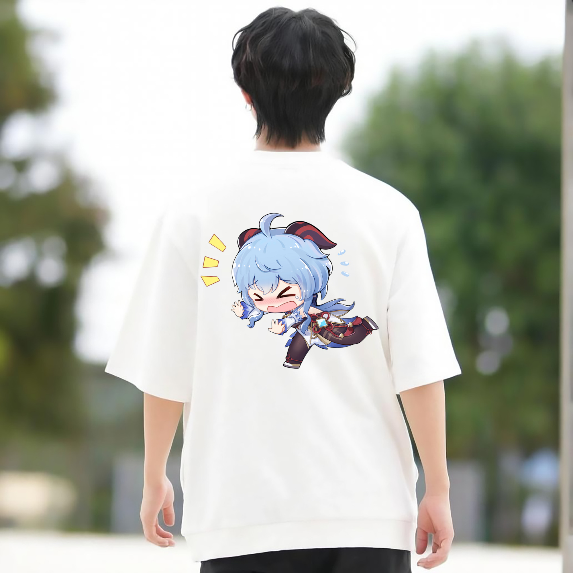 げんし神 甘雨 かんう genshin Ganyu 綿100％半袖Tシャツ（背面プリント）