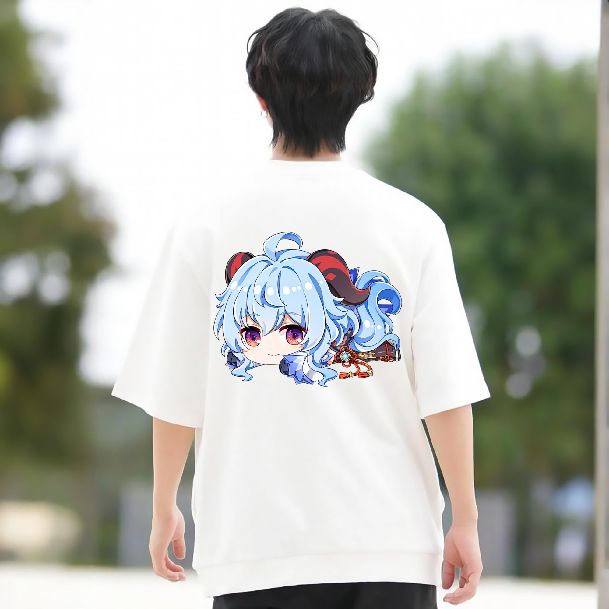 げんし神 甘雨 かんう genshin Ganyu 綿100％半袖Tシャツ（背面プリント）