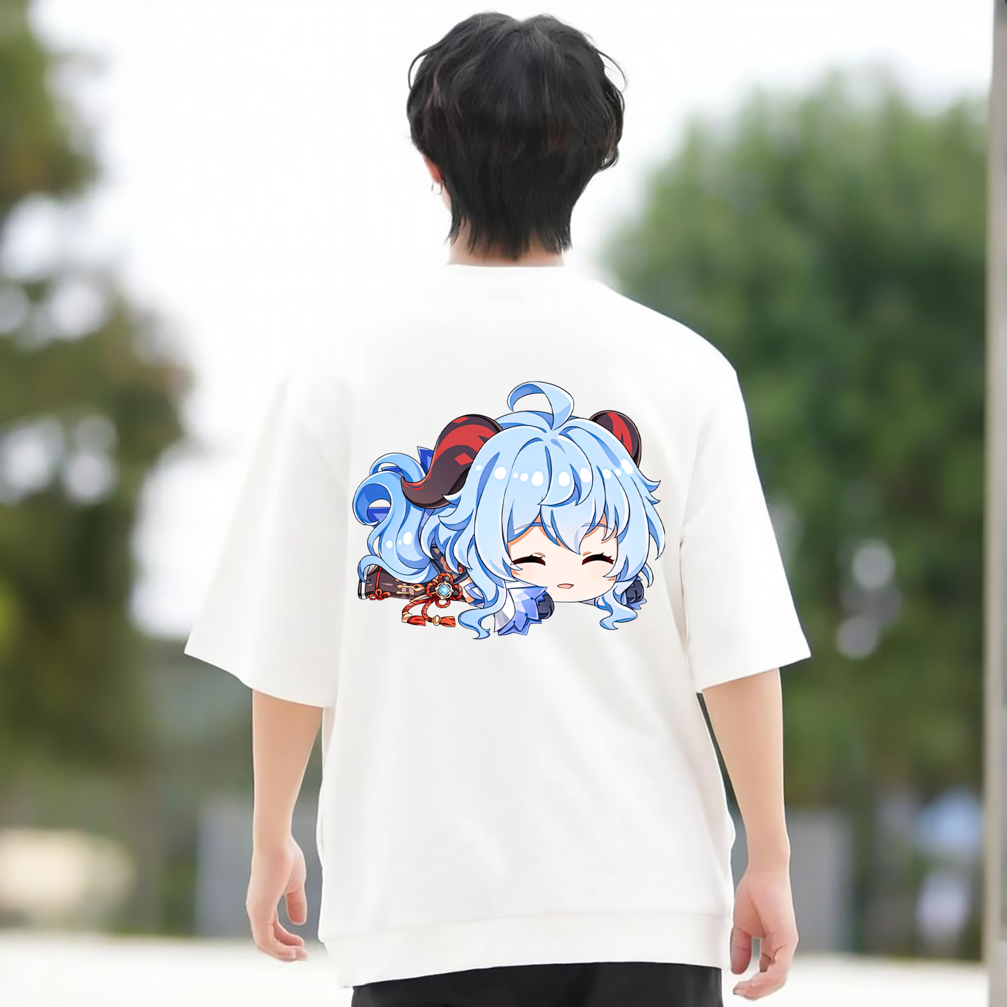 げんし神 甘雨 かんう genshin Ganyu 綿100％半袖Tシャツ（背面プリント）