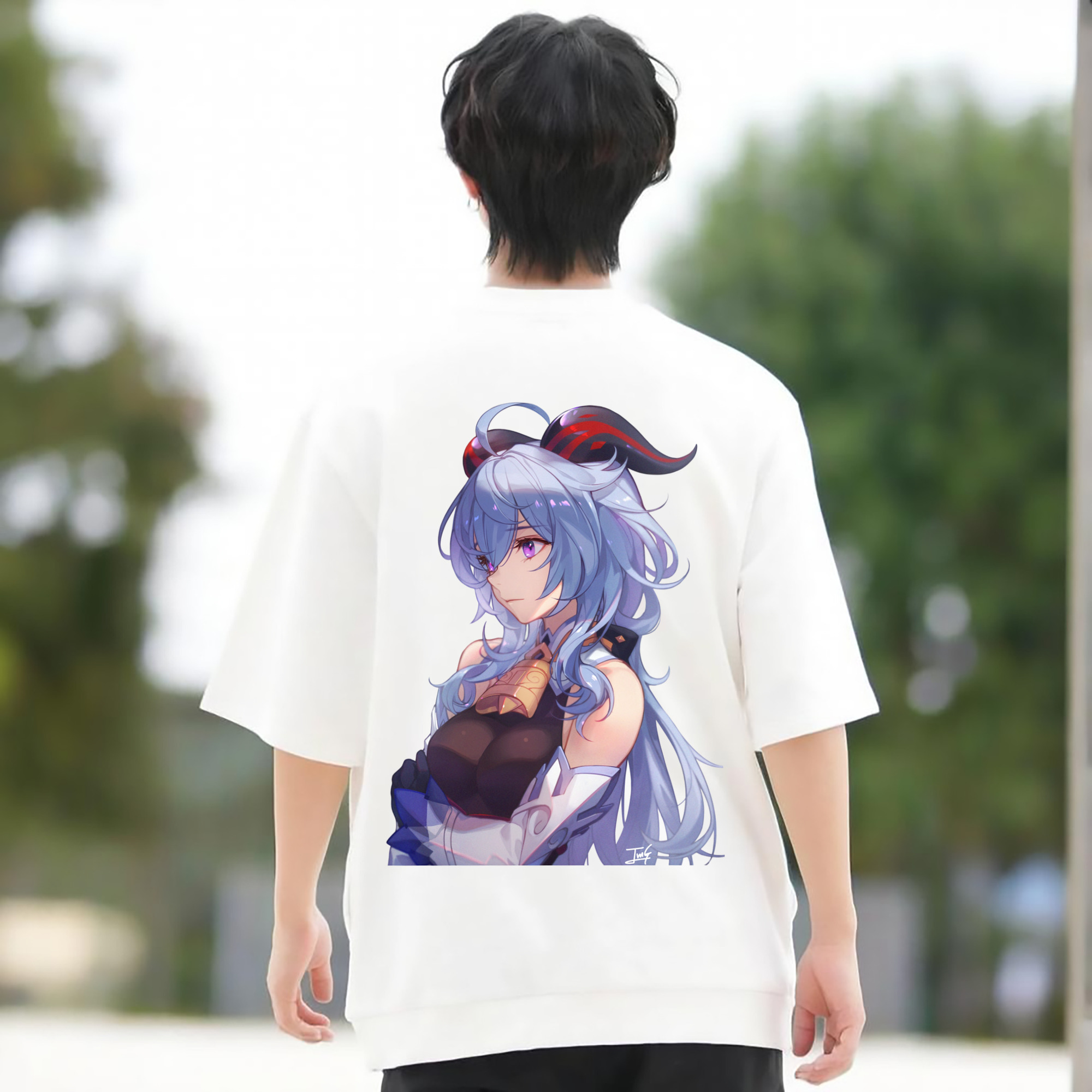 げんし神 甘雨 かんう genshin Ganyu 綿100％半袖Tシャツ（背面プリント）