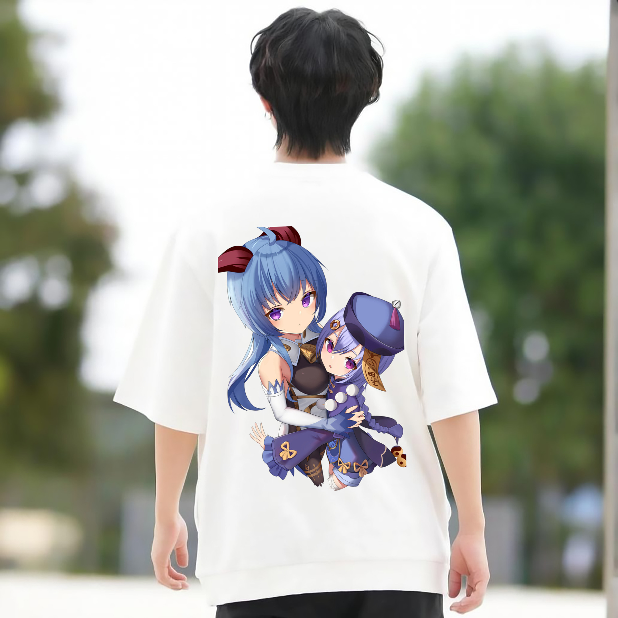 げんし神 甘雨 かんう genshin Ganyu 綿100％半袖Tシャツ（背面プリント）