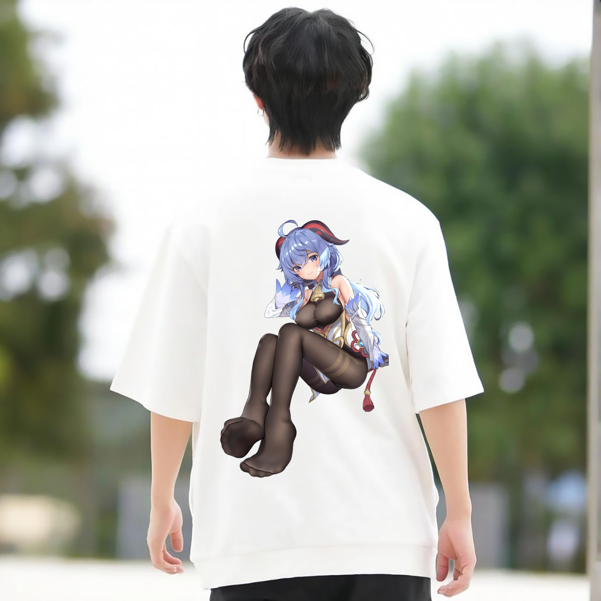 げんし神 甘雨 かんう genshin Ganyu 綿100％半袖Tシャツ（背面プリント）