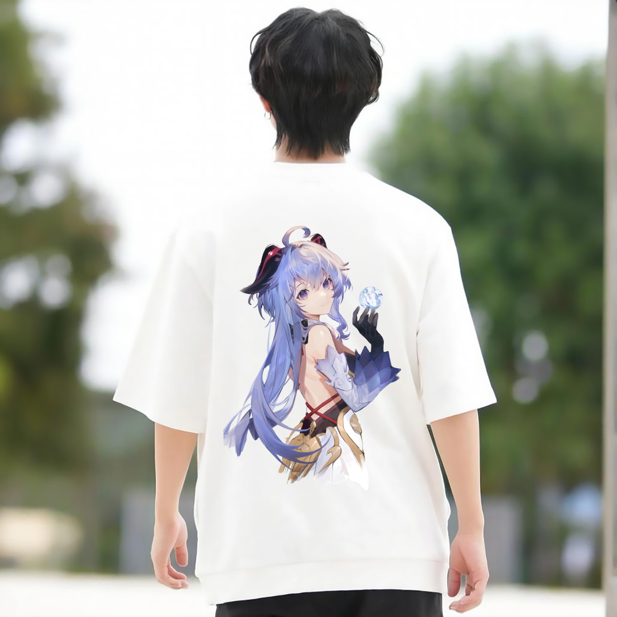 げんし神 甘雨 かんう genshin Ganyu 綿100％半袖Tシャツ（背面プリント）