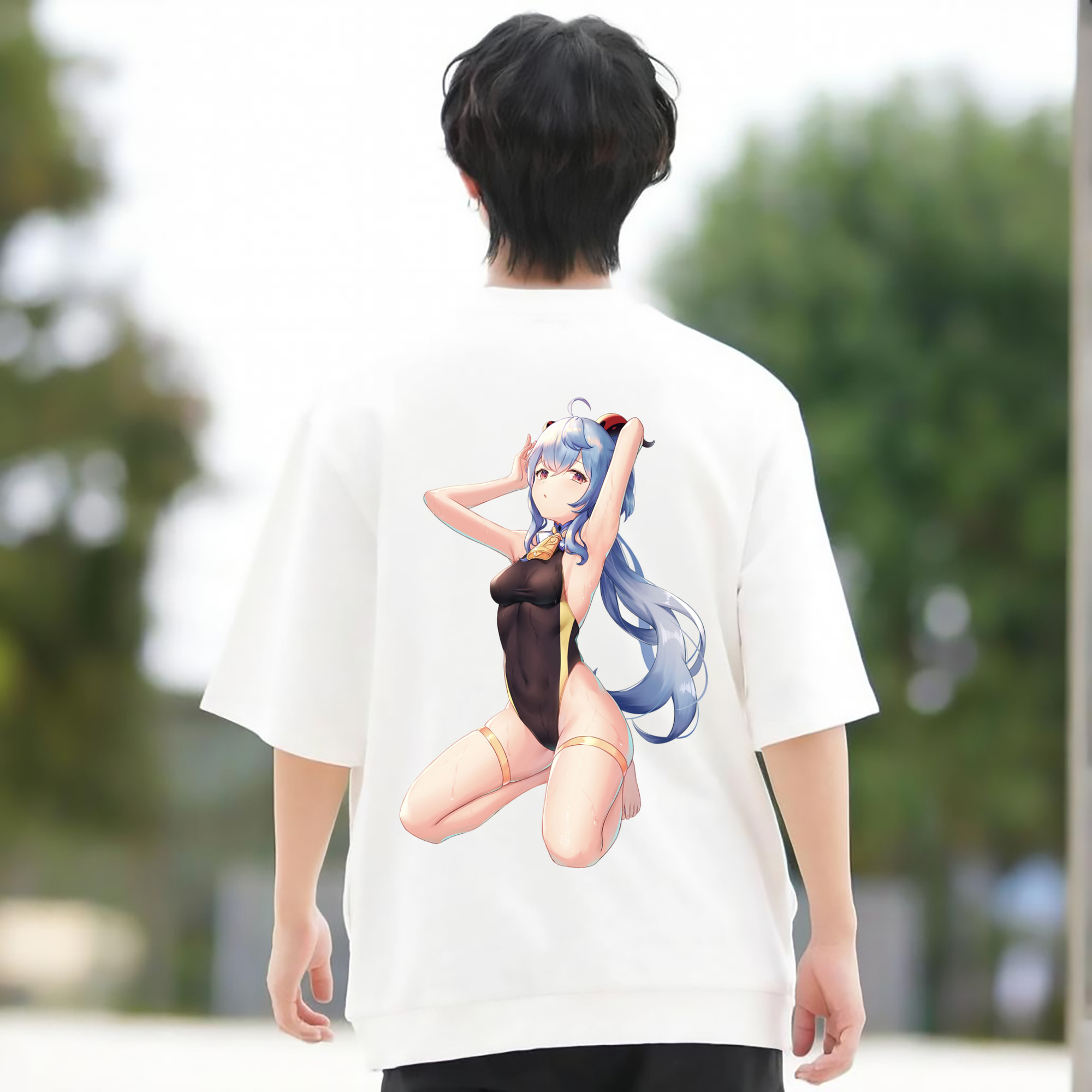 げんし神 甘雨 かんう genshin Ganyu 綿100％半袖Tシャツ（背面プリント）