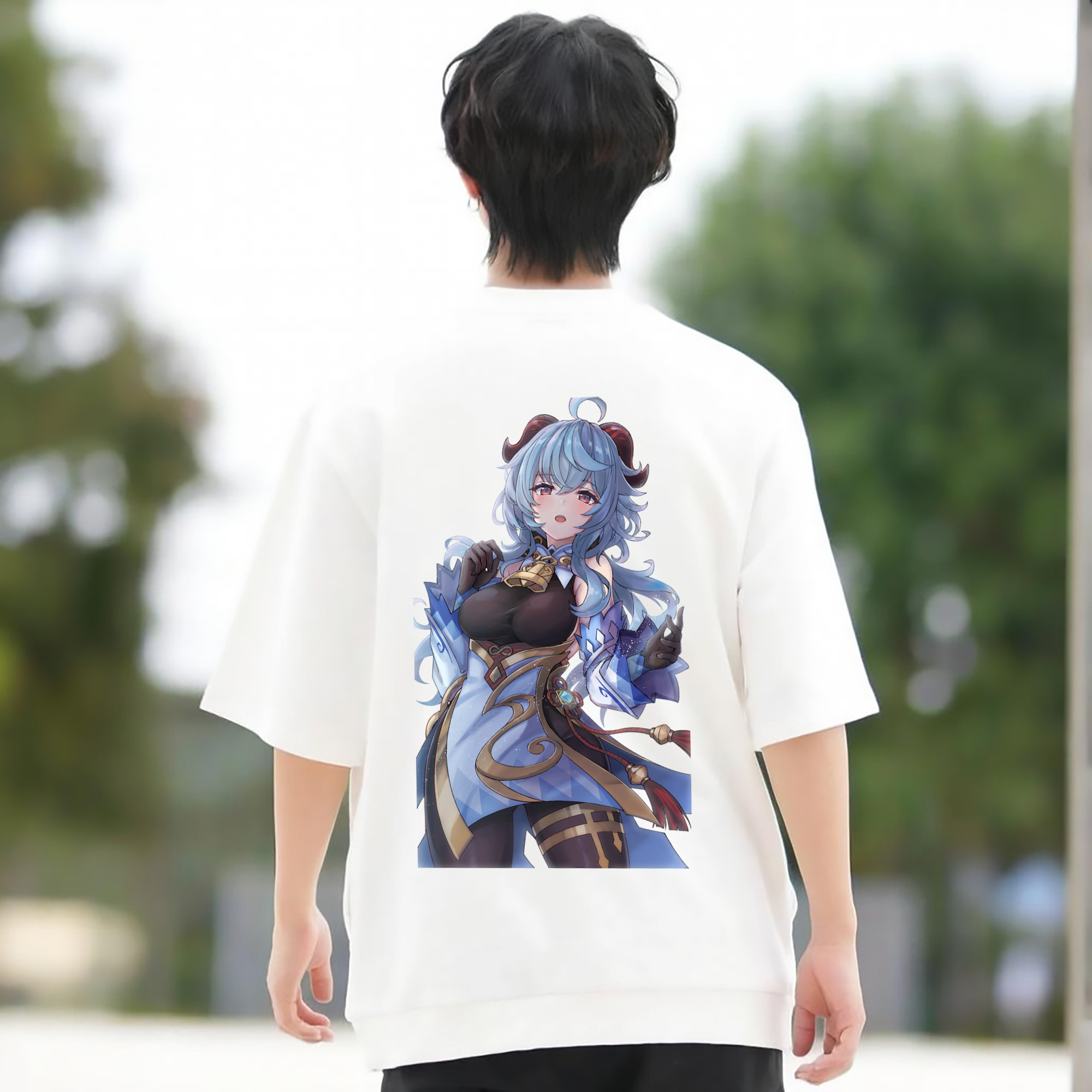 げんし神 甘雨 かんう genshin Ganyu 綿100％半袖Tシャツ（背面プリント）