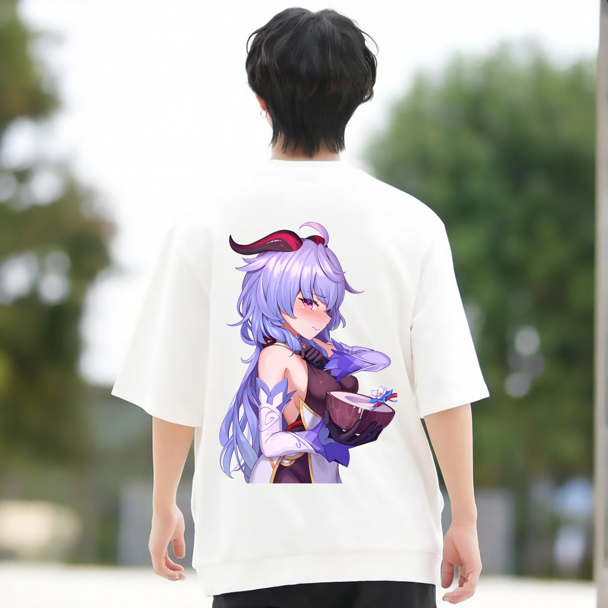 げんし神 甘雨 かんう genshin Ganyu 綿100％半袖Tシャツ（背面プリント）