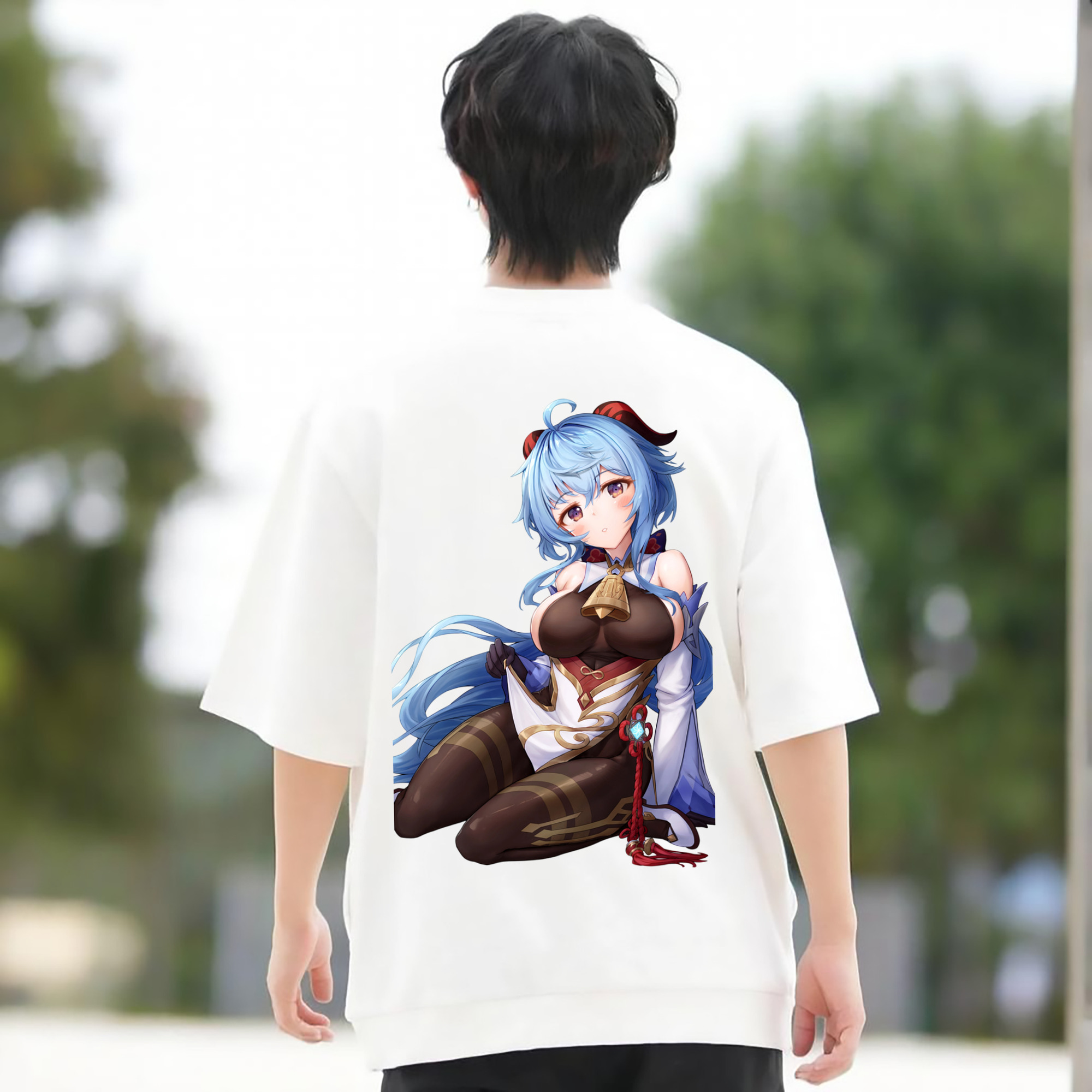 げんし神 甘雨 かんう genshin Ganyu 綿100％半袖Tシャツ（背面プリント）