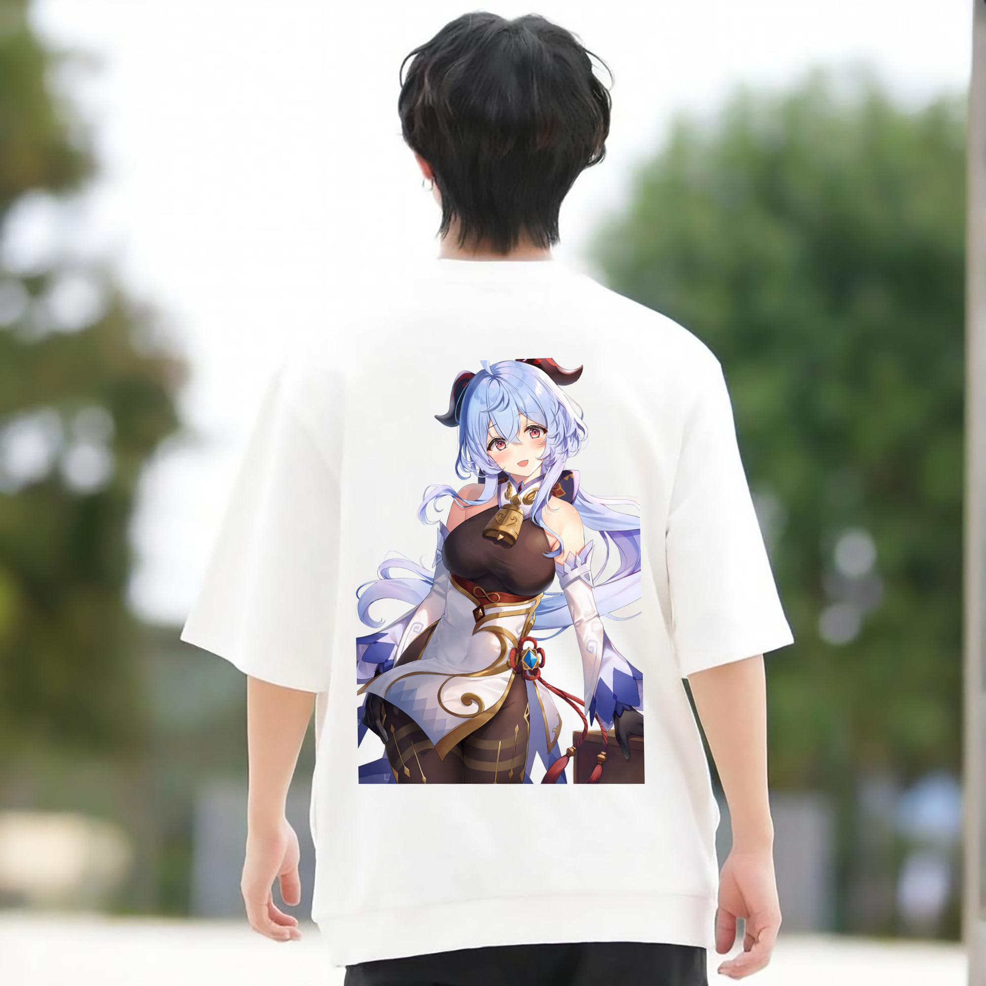 げんし神 甘雨 かんう genshin Ganyu 綿100％半袖Tシャツ（背面プリント）