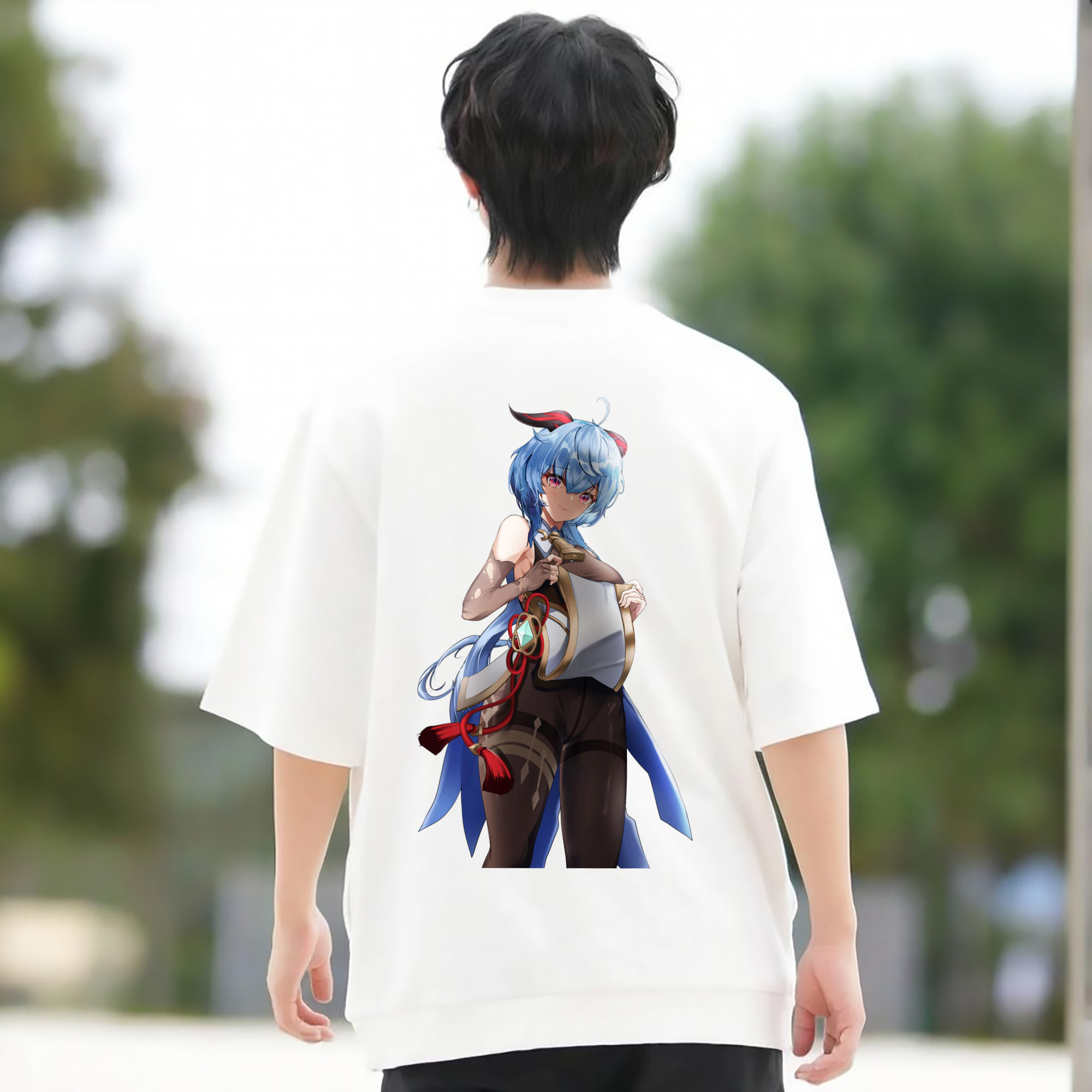 げんし神 甘雨 かんう genshin Ganyu 綿100％半袖Tシャツ（背面プリント）