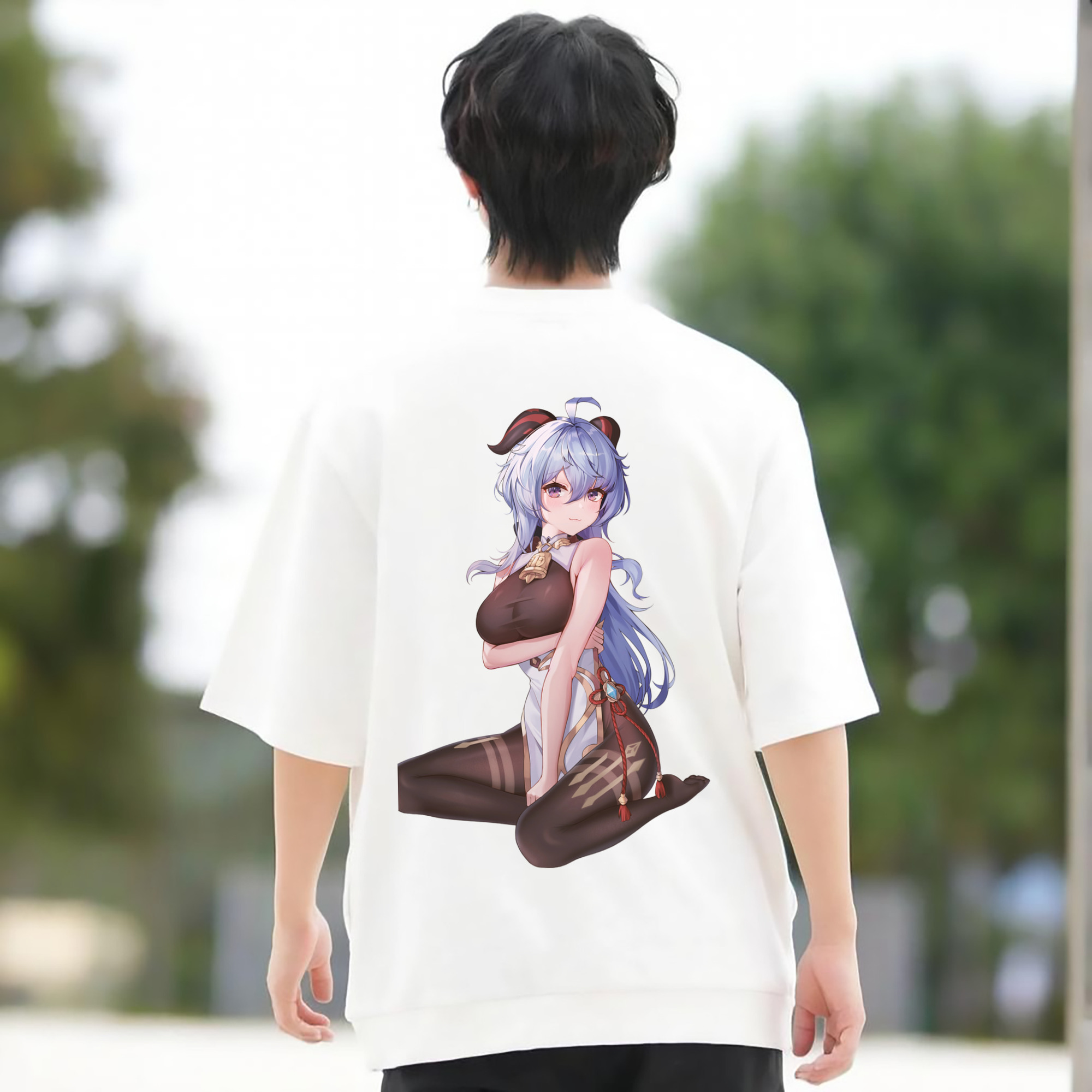 げんし神 甘雨 かんう genshin Ganyu 綿100％半袖Tシャツ（背面プリント）