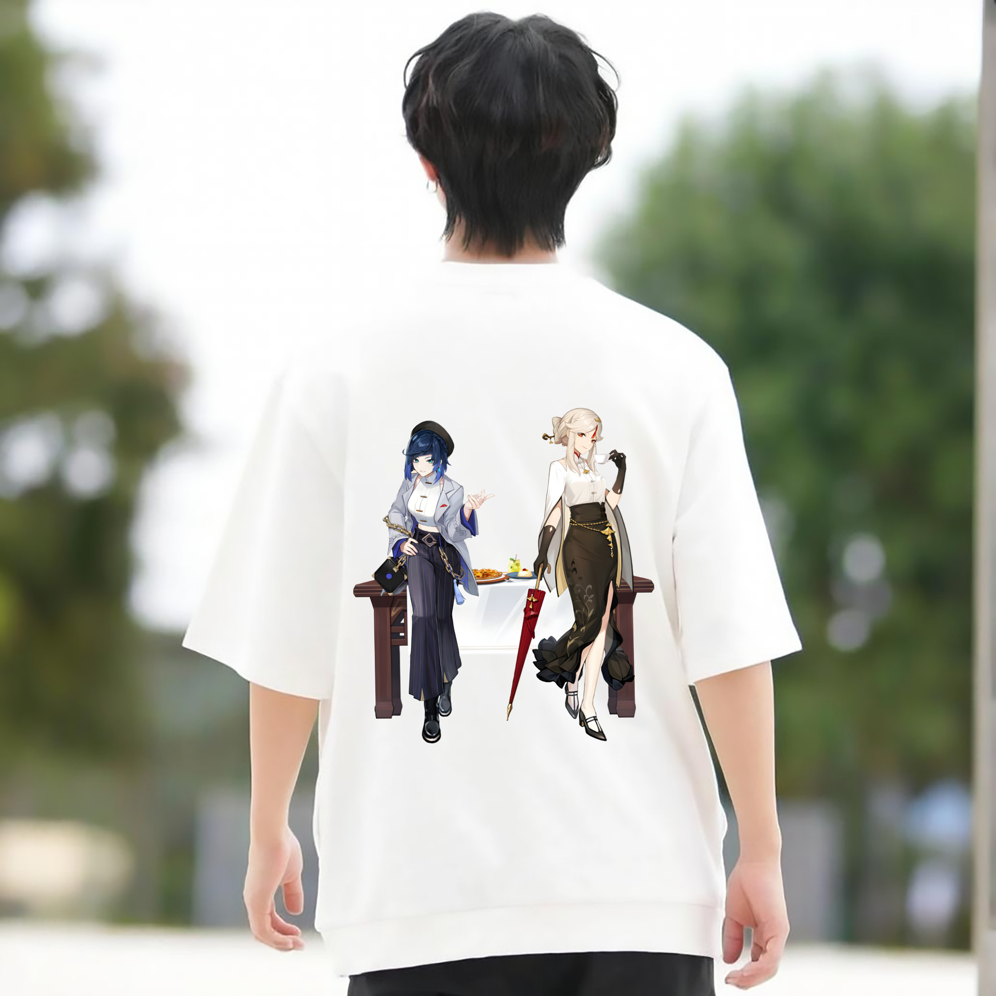 げんし神 夜兰 やらん genshin Yaran 綿100％半袖Tシャツ（背面プリント）