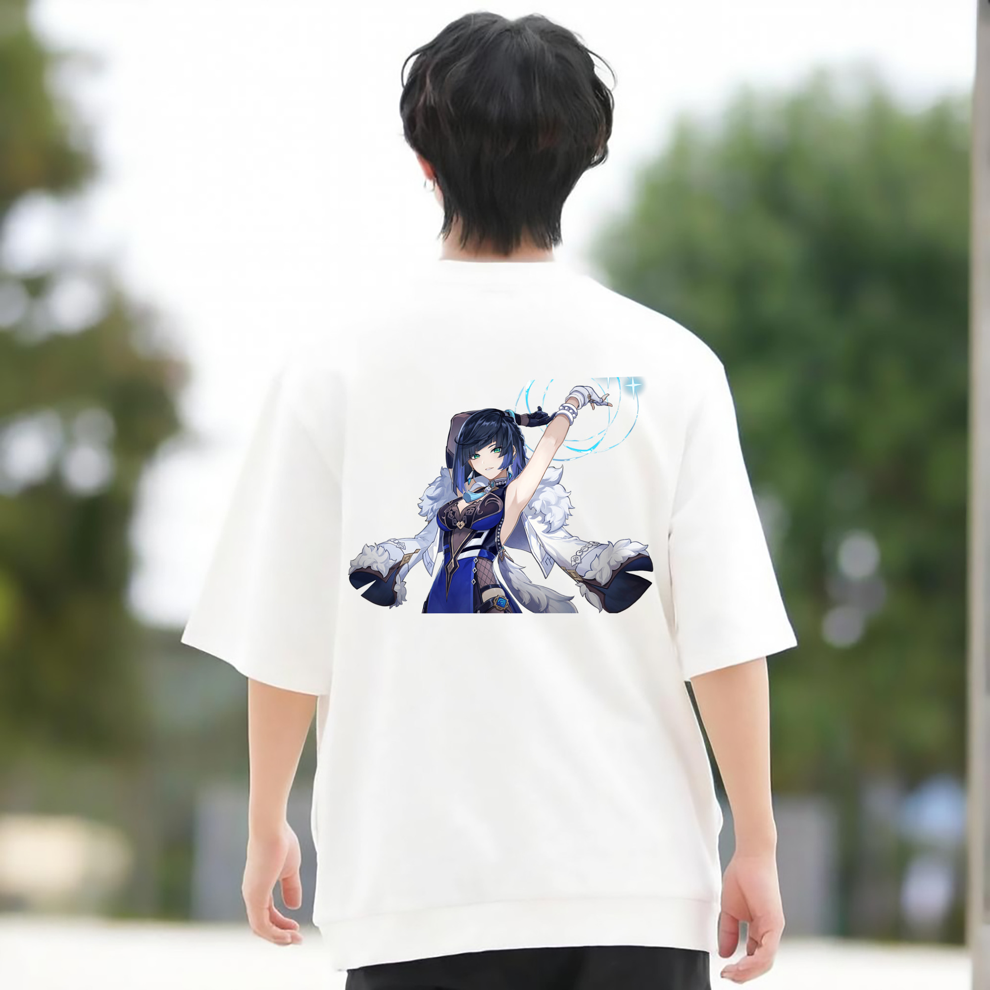 げんし神 夜兰 やらん genshin Yaran 綿100％半袖Tシャツ（背面プリント）