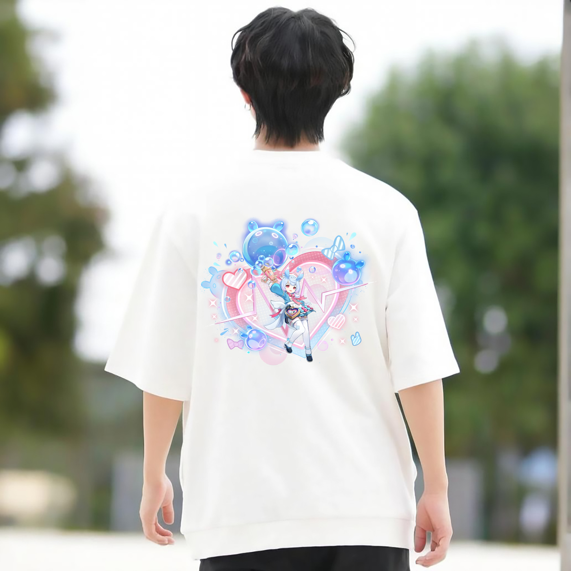 げんし神 シゲウィン genshin Shigewin 綿100％半袖Tシャツ（背面プリント）