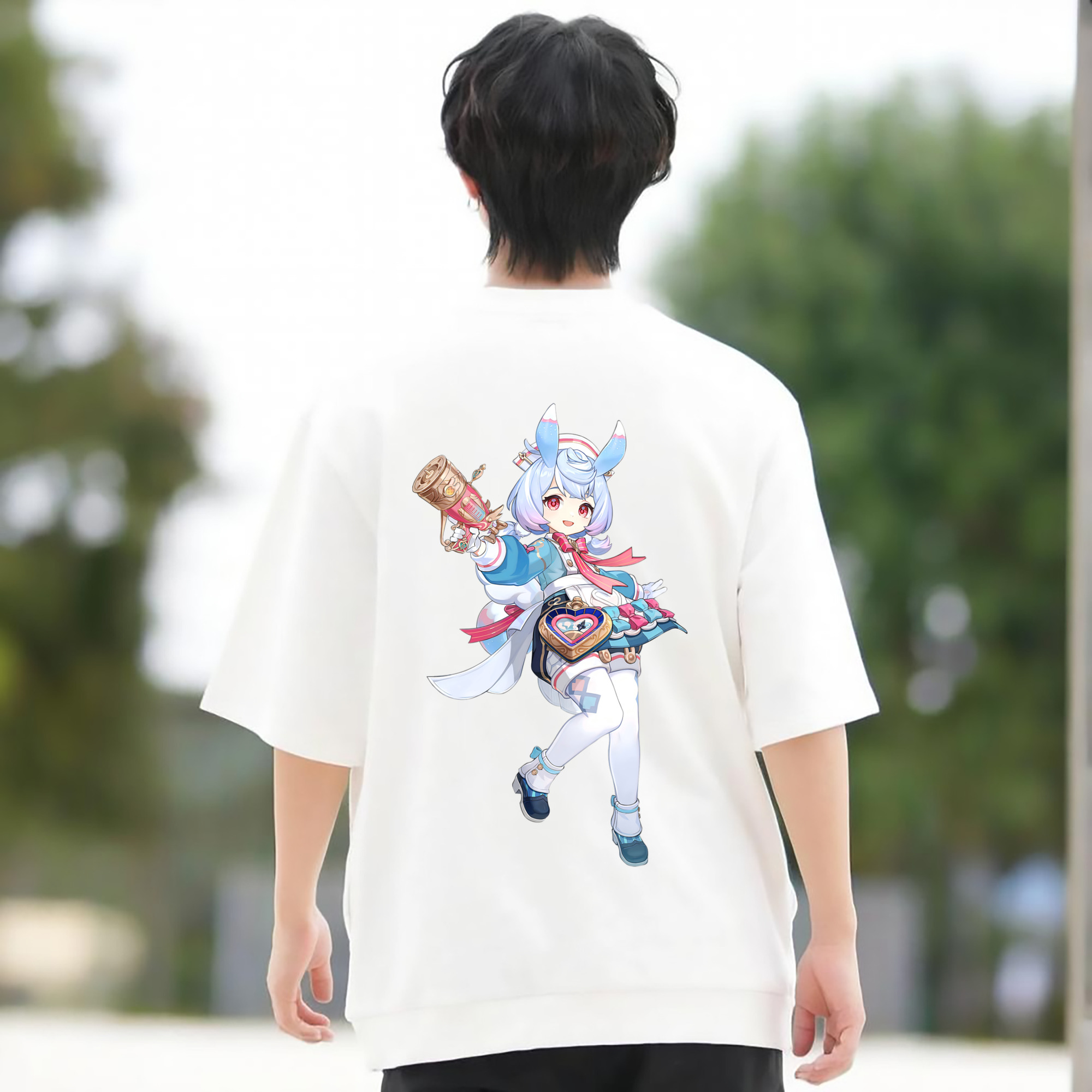 げんし神 シゲウィン genshin Shigewin 綿100％半袖Tシャツ（背面プリント）