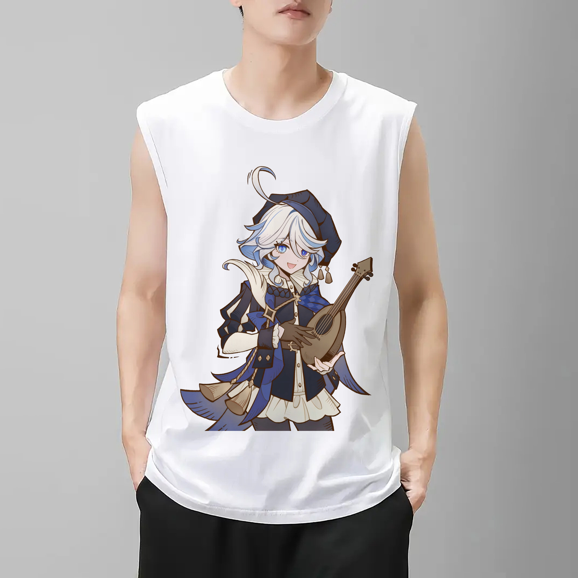 げんし神 フリーナ genshin Furina コットン100％タンクトップ（フロントプリント）