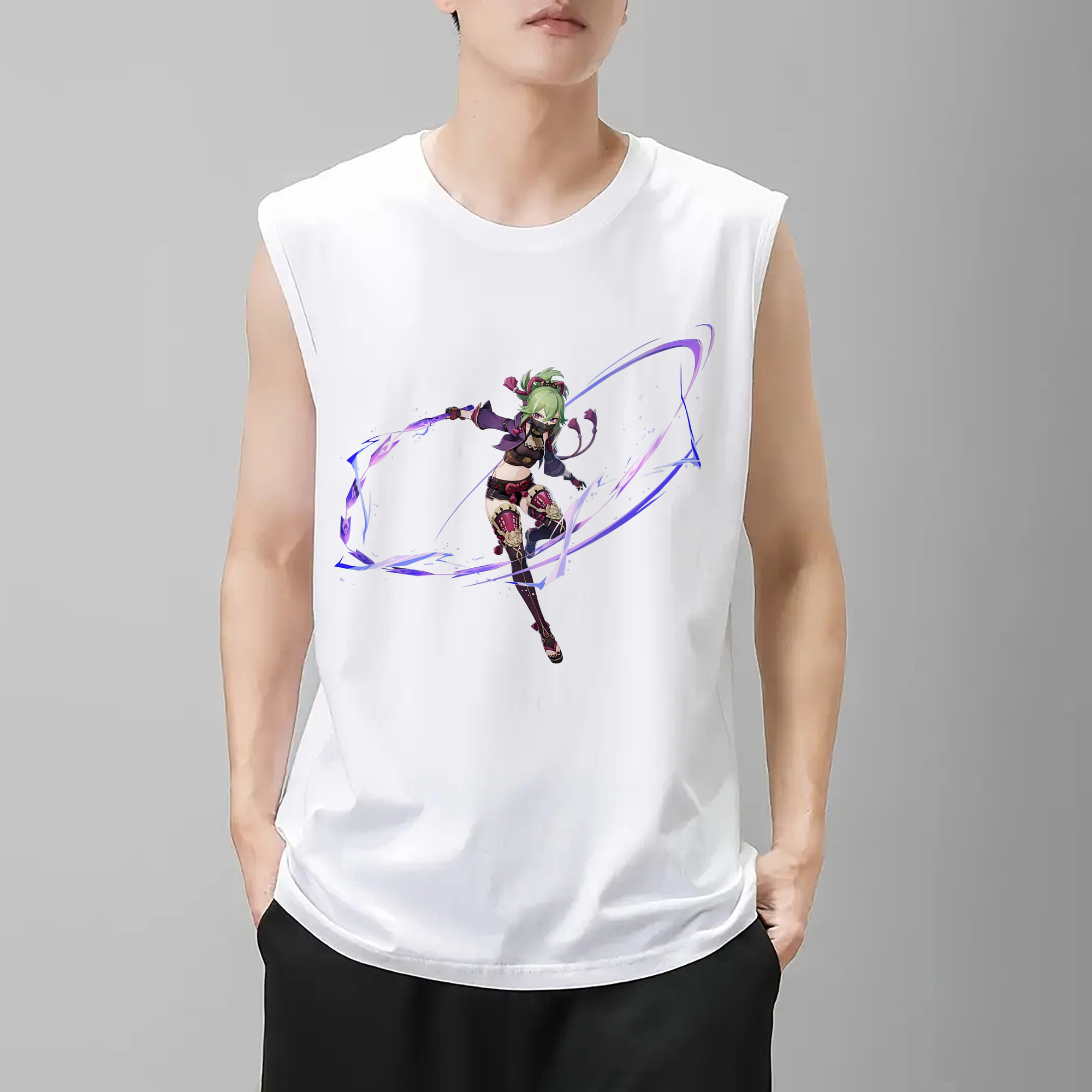 げんし神  久岐忍 くき しのぶ genshin Kuki Shinobu コットン100％タンクトップ（フロントプリント）