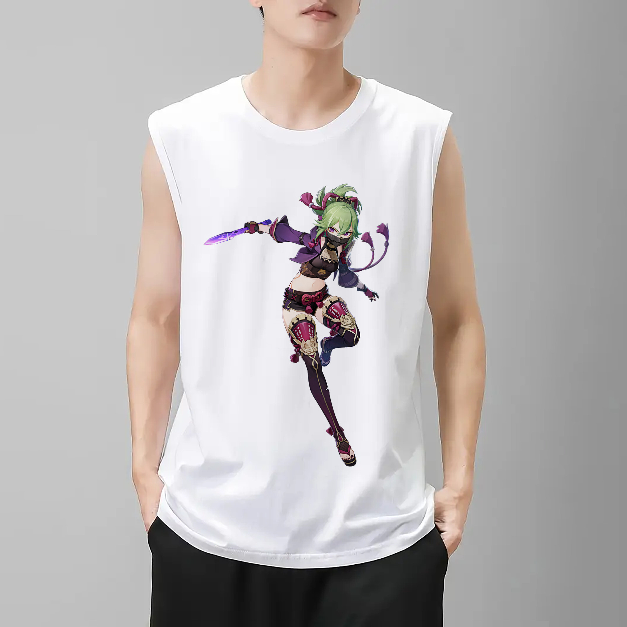 げんし神  久岐忍 くき しのぶ genshin Kuki Shinobu コットン100％タンクトップ（フロントプリント）