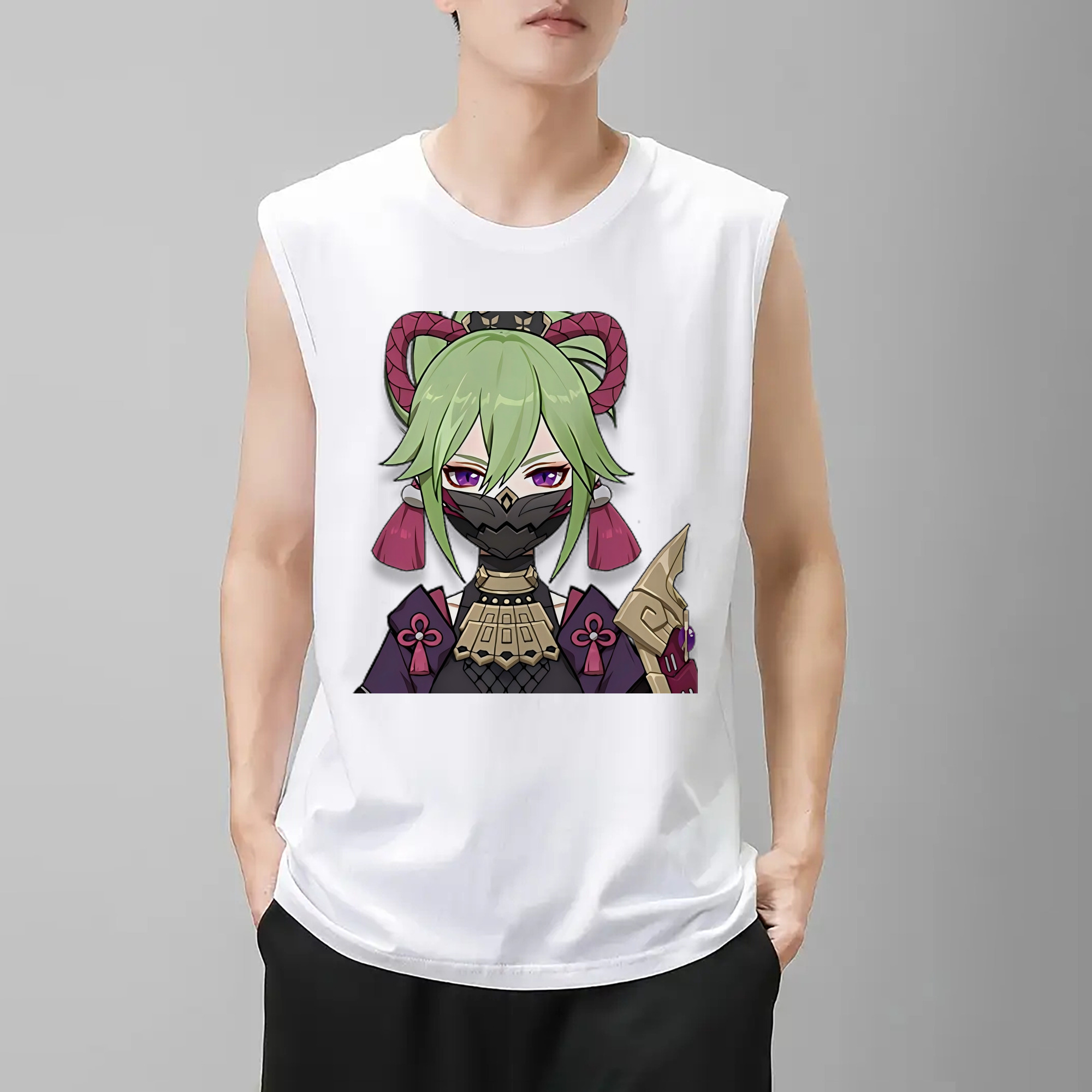 げんし神  久岐忍 くき しのぶ genshin Kuki Shinobu コットン100％タンクトップ（フロントプリント）