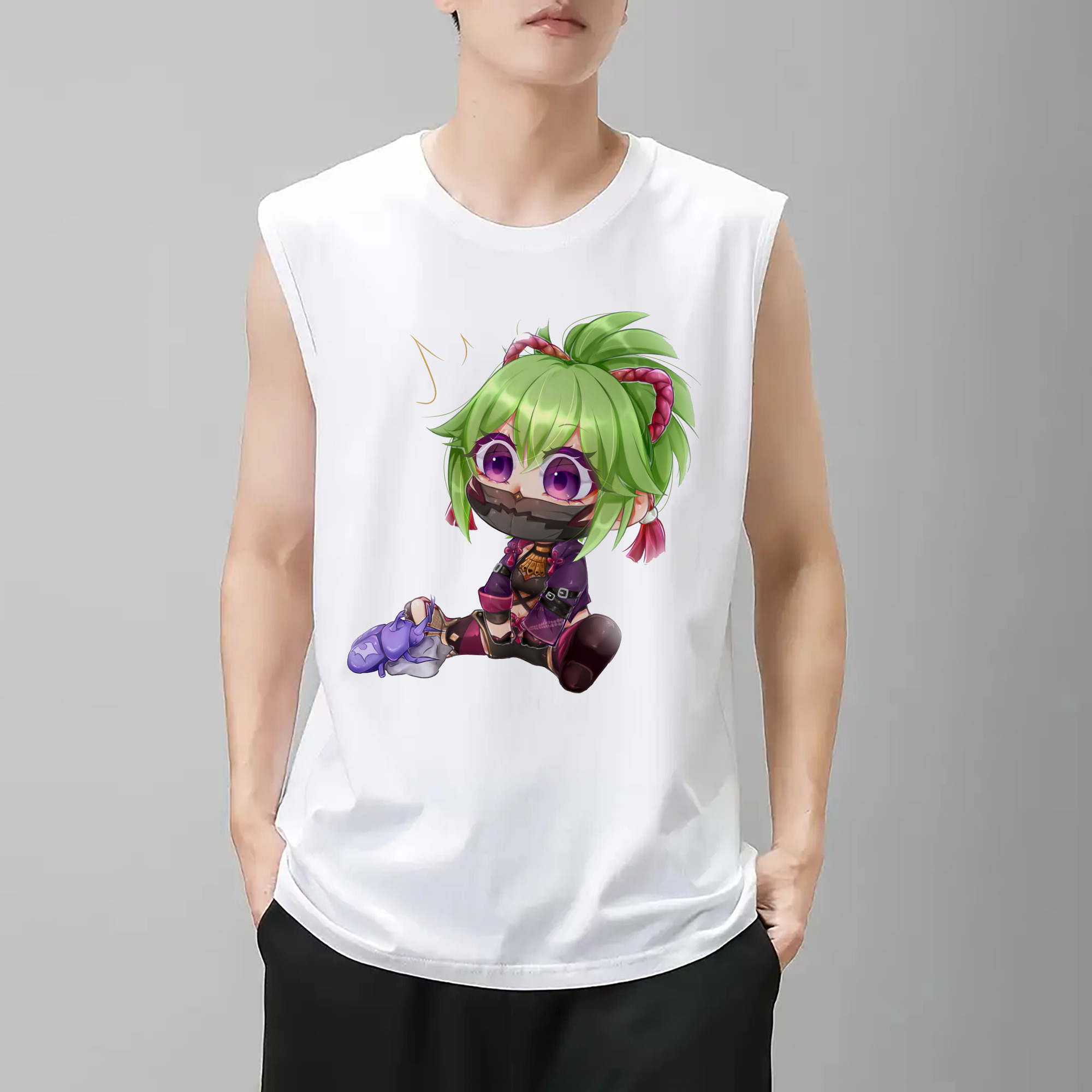 げんし神  久岐忍 くき しのぶ genshin Kuki Shinobu コットン100％タンクトップ（フロントプリント）