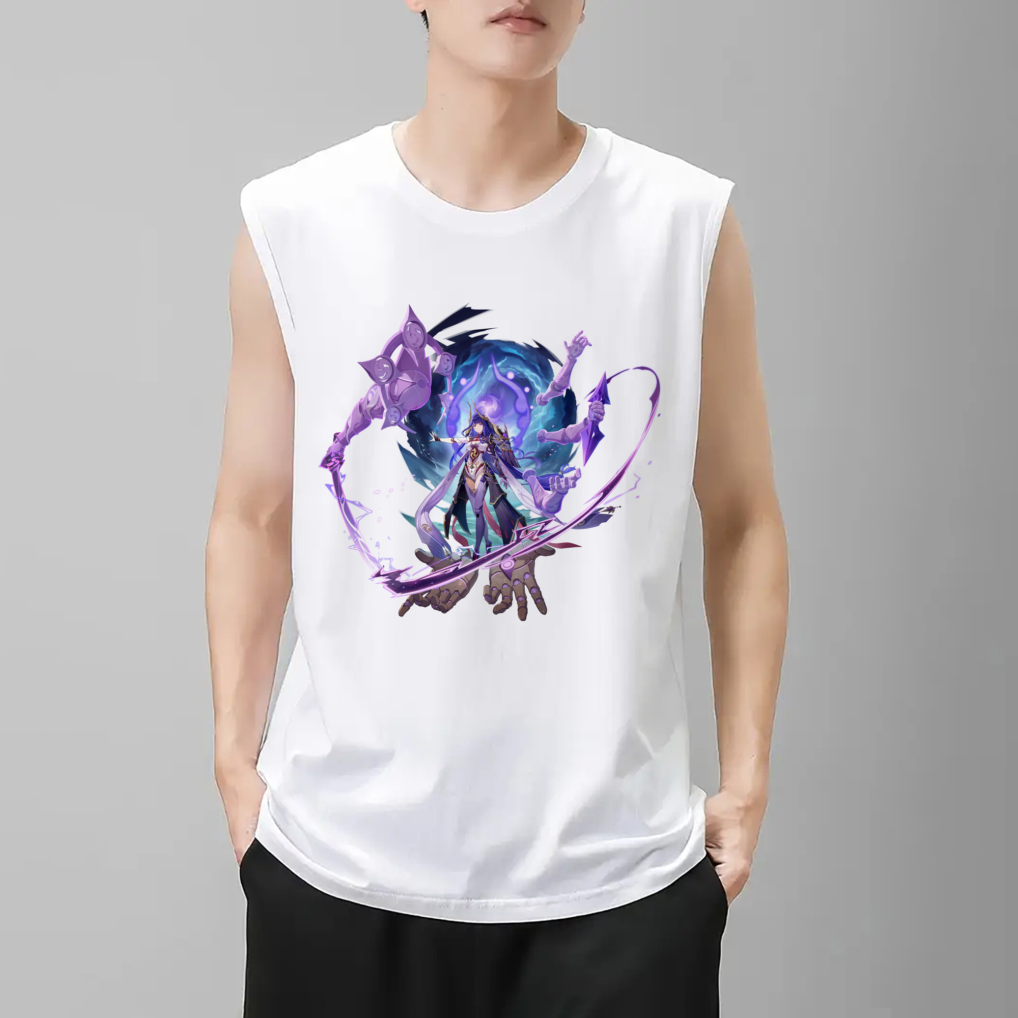 げんし神 雷電将軍 らいでんしょうぐん genshin Raiden Shogun コットン100％タンクトップ（フロントプリント）