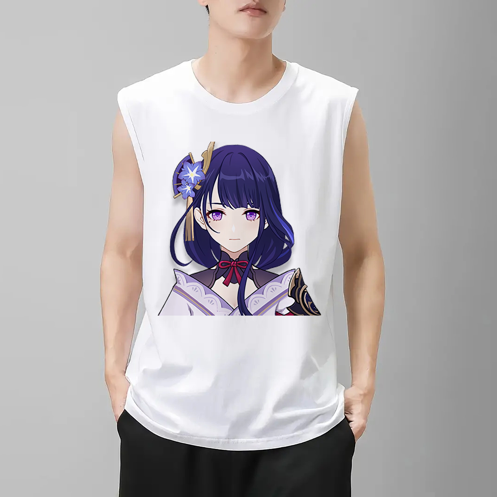 げんし神 雷電将軍 らいでんしょうぐん genshin Raiden Shogun コットン100％タンクトップ（フロントプリント）