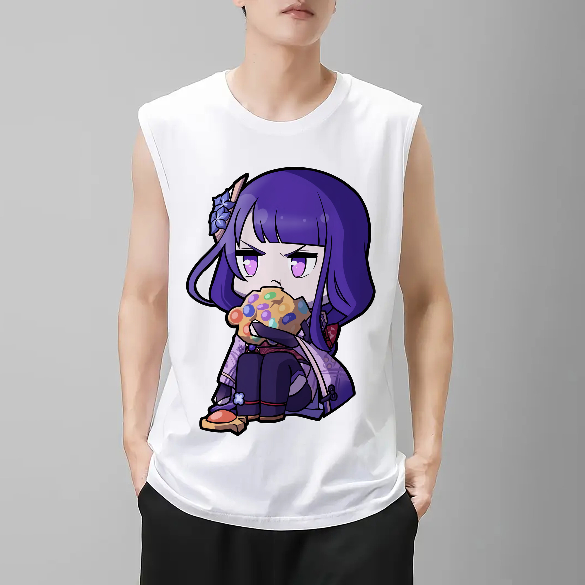 げんし神 雷電将軍 らいでんしょうぐん genshin Raiden Shogun コットン100％タンクトップ（フロントプリント）