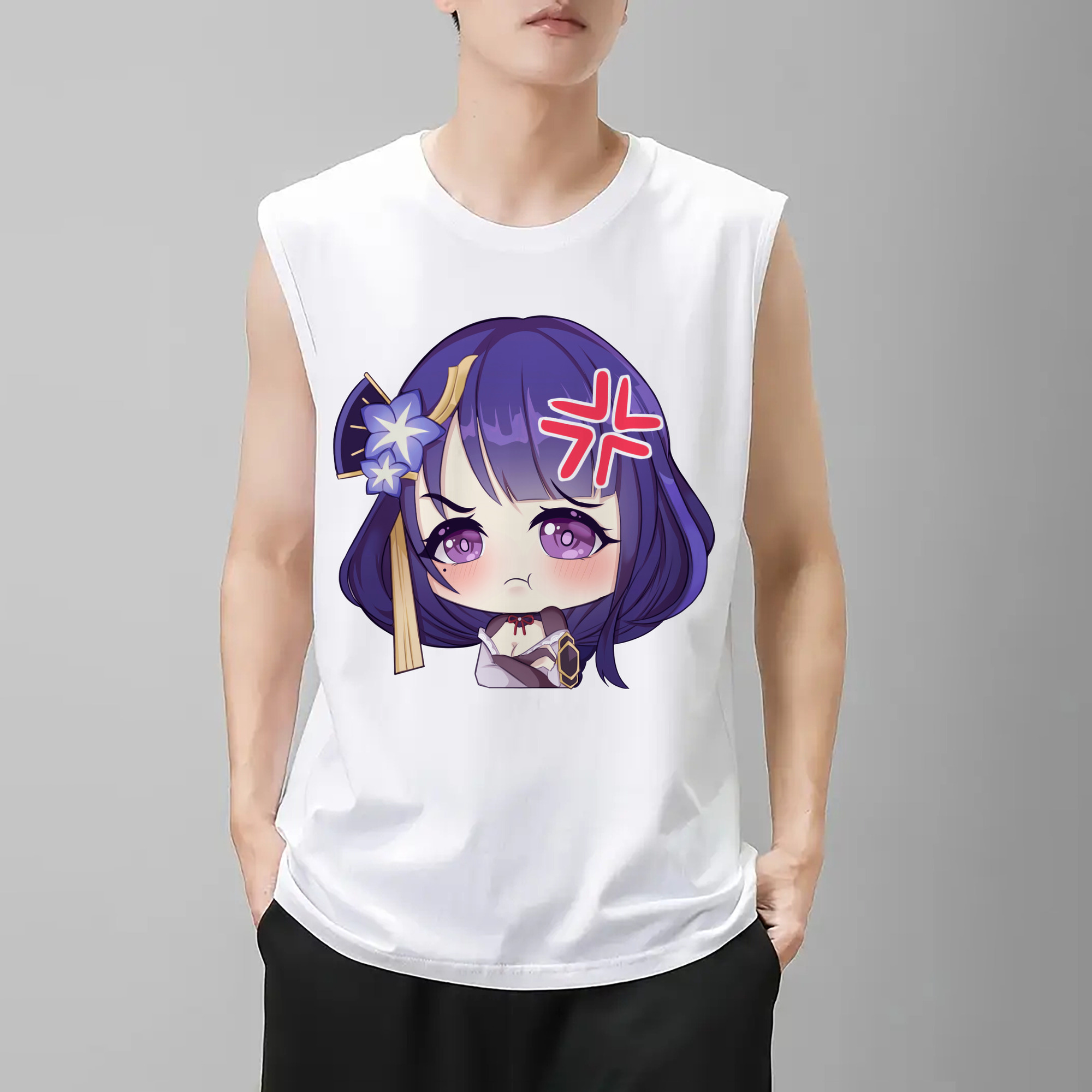 げんし神 雷電将軍 らいでんしょうぐん genshin Raiden Shogun コットン100％タンクトップ（フロントプリント）