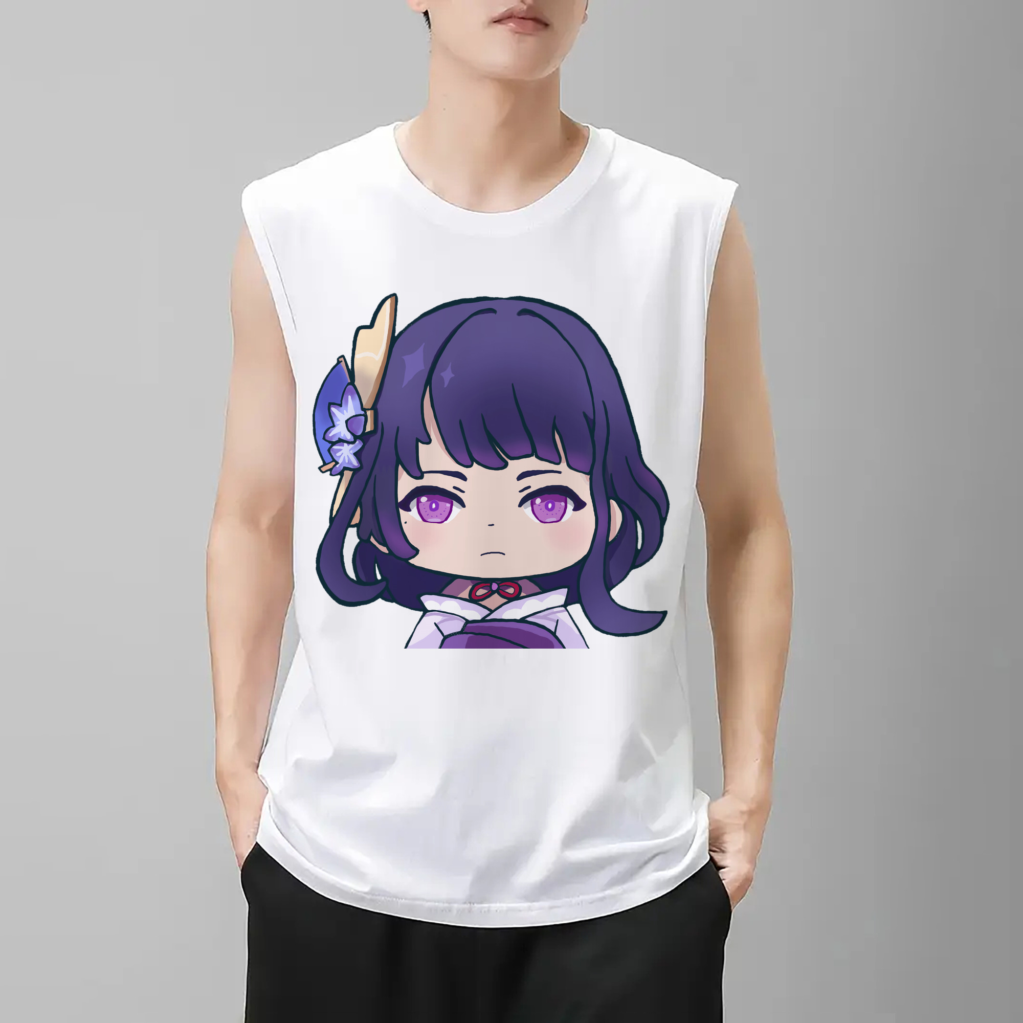 げんし神 雷電将軍 らいでんしょうぐん genshin Raiden Shogun コットン100％タンクトップ（フロントプリント）