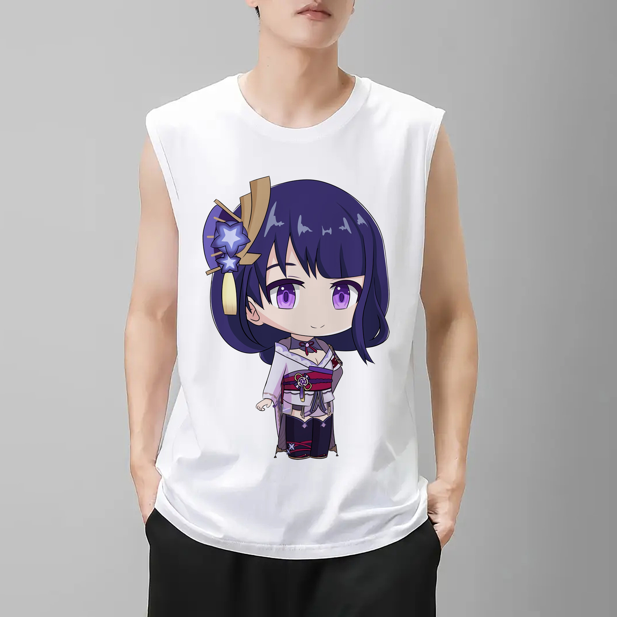 げんし神 雷電将軍 らいでんしょうぐん genshin Raiden Shogun コットン100％タンクトップ（フロントプリント）