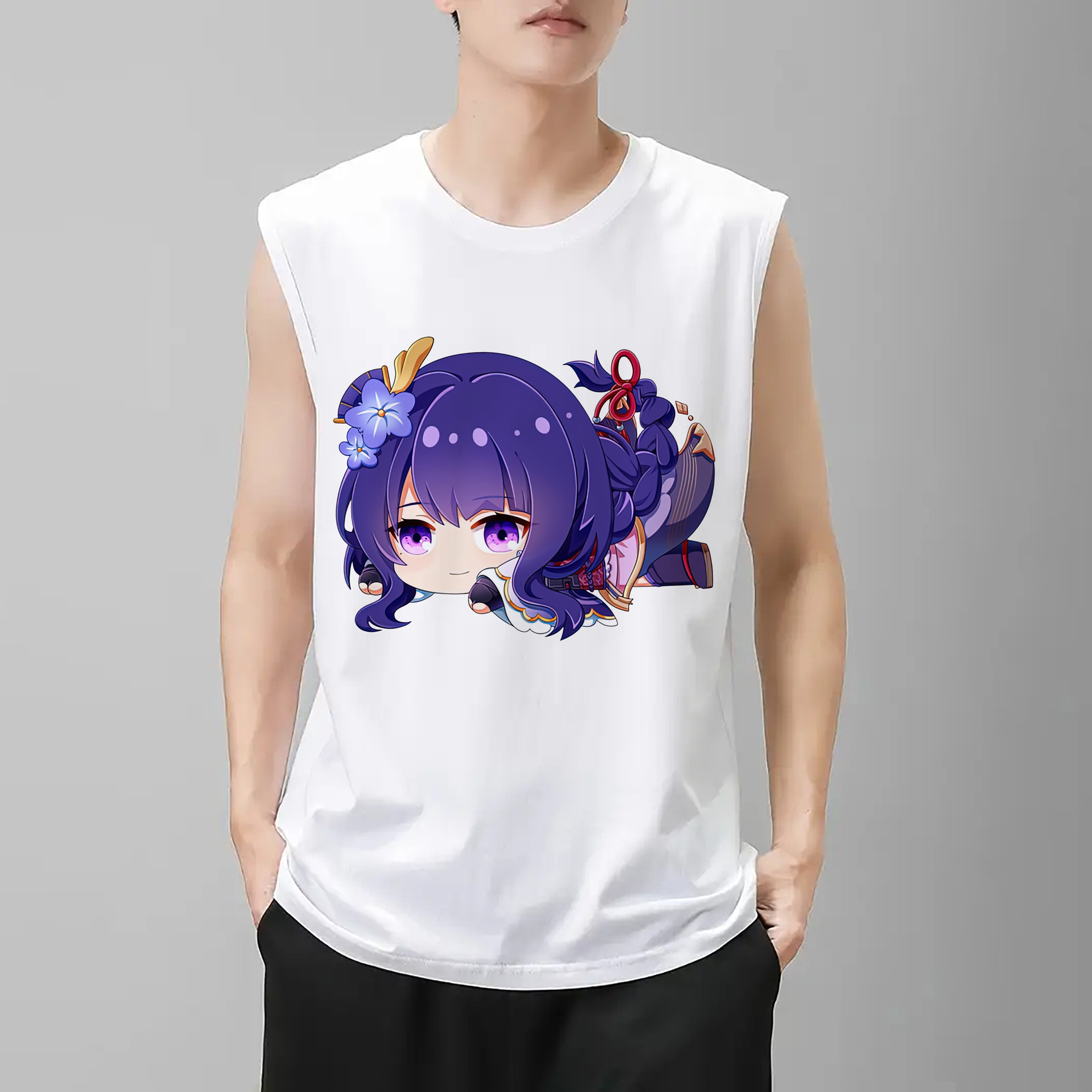 げんし神 雷電将軍 らいでんしょうぐん genshin Raiden Shogun コットン100％タンクトップ（フロントプリント）