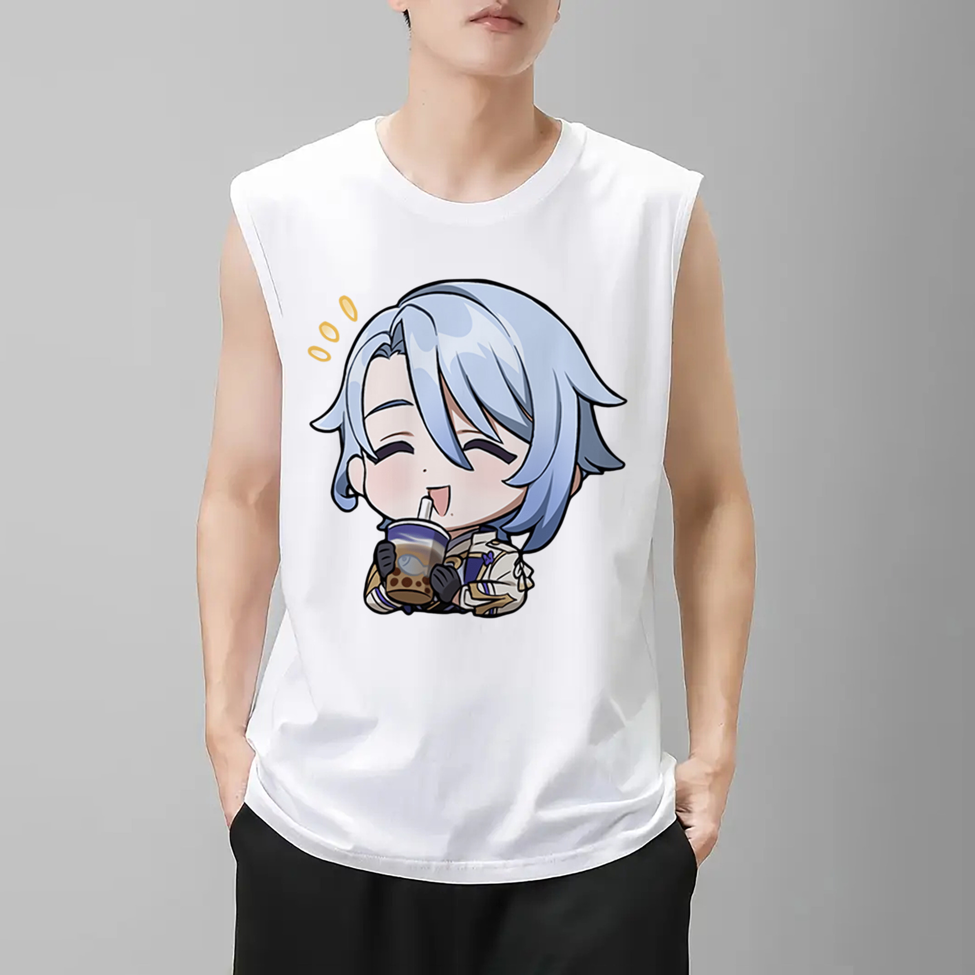 げんし神 神里綾人 かみさとあやと genshin Kamisato Ayato コットン100％タンクトップ（フロントプリント）