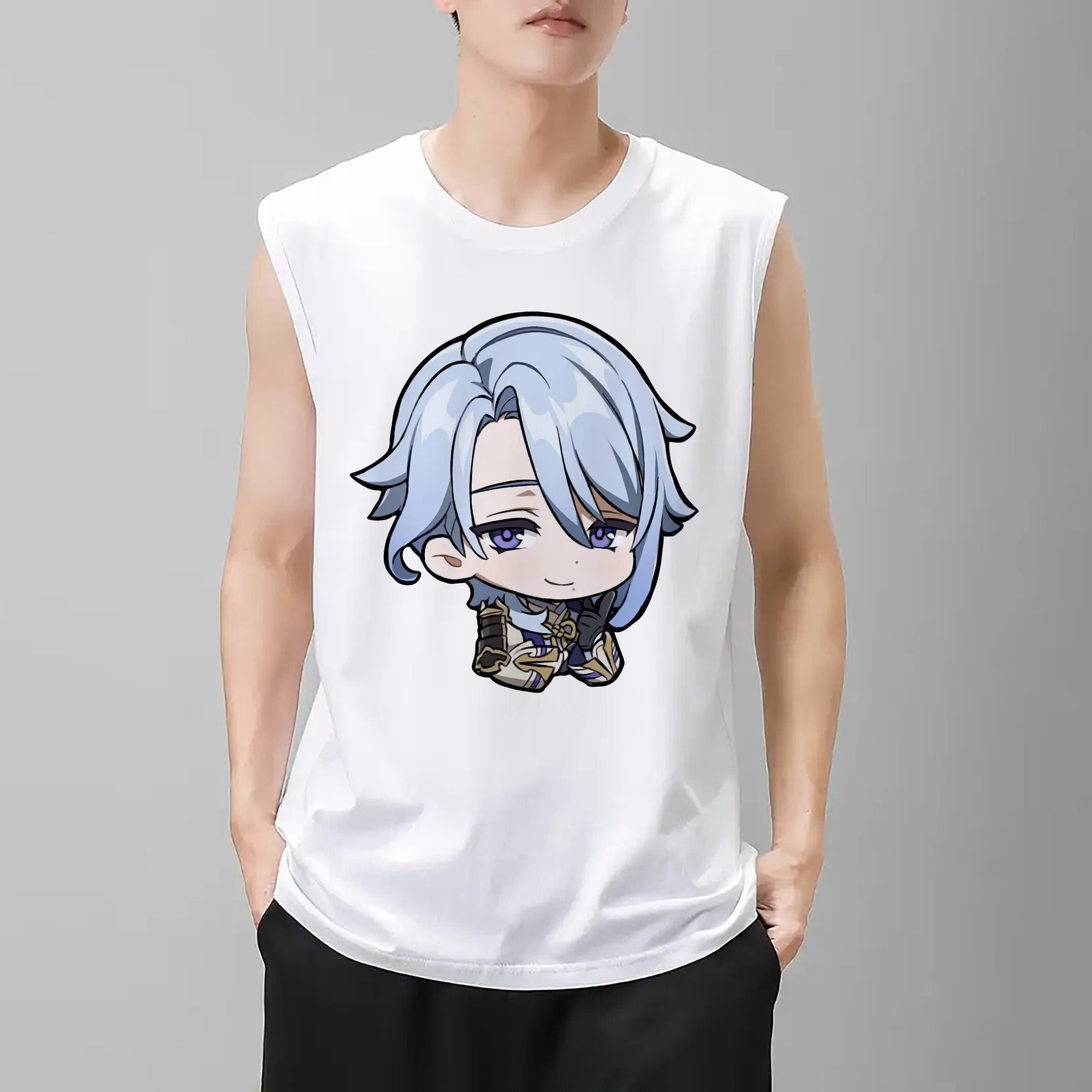 げんし神 神里綾人 かみさとあやと genshin Kamisato Ayato コットン100％タンクトップ（フロントプリント）