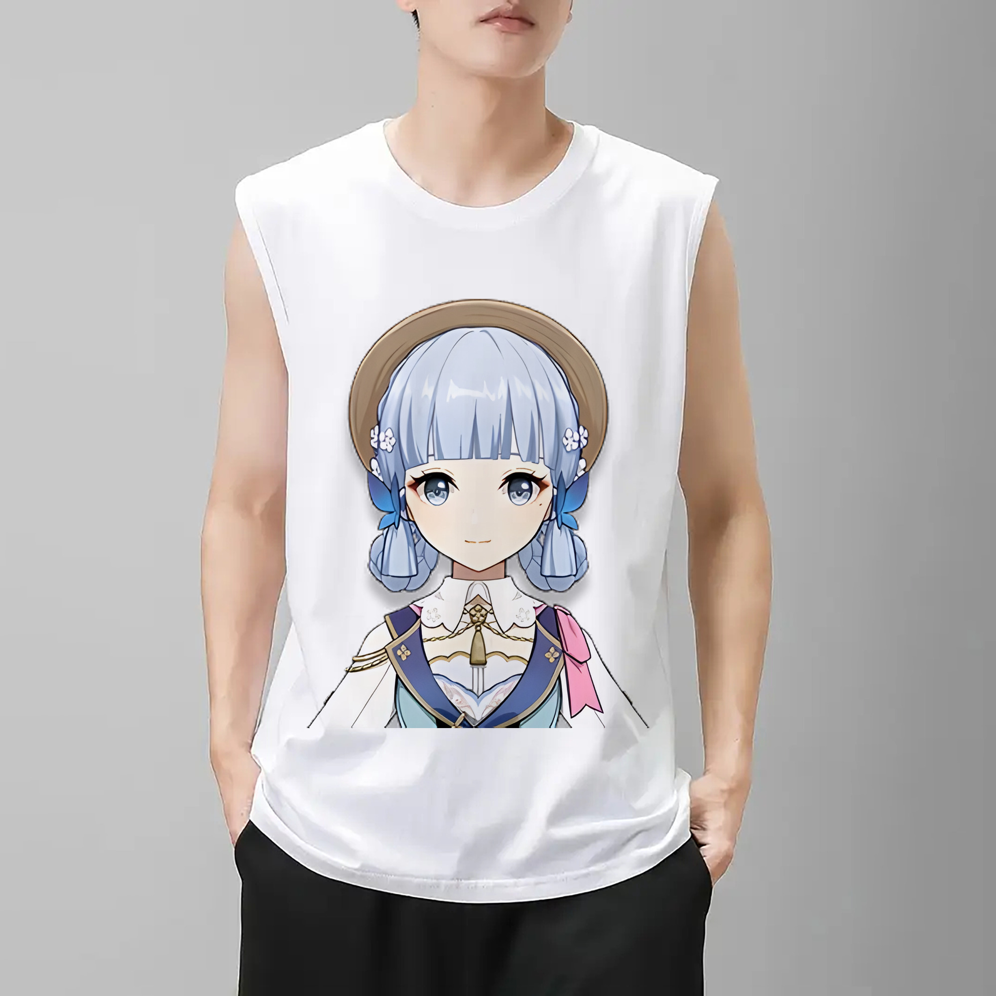 げんし神 神里綾華 神宮寺レン genshin Kamimiya Ren コットン100％タンクトップ（フロントプリント）