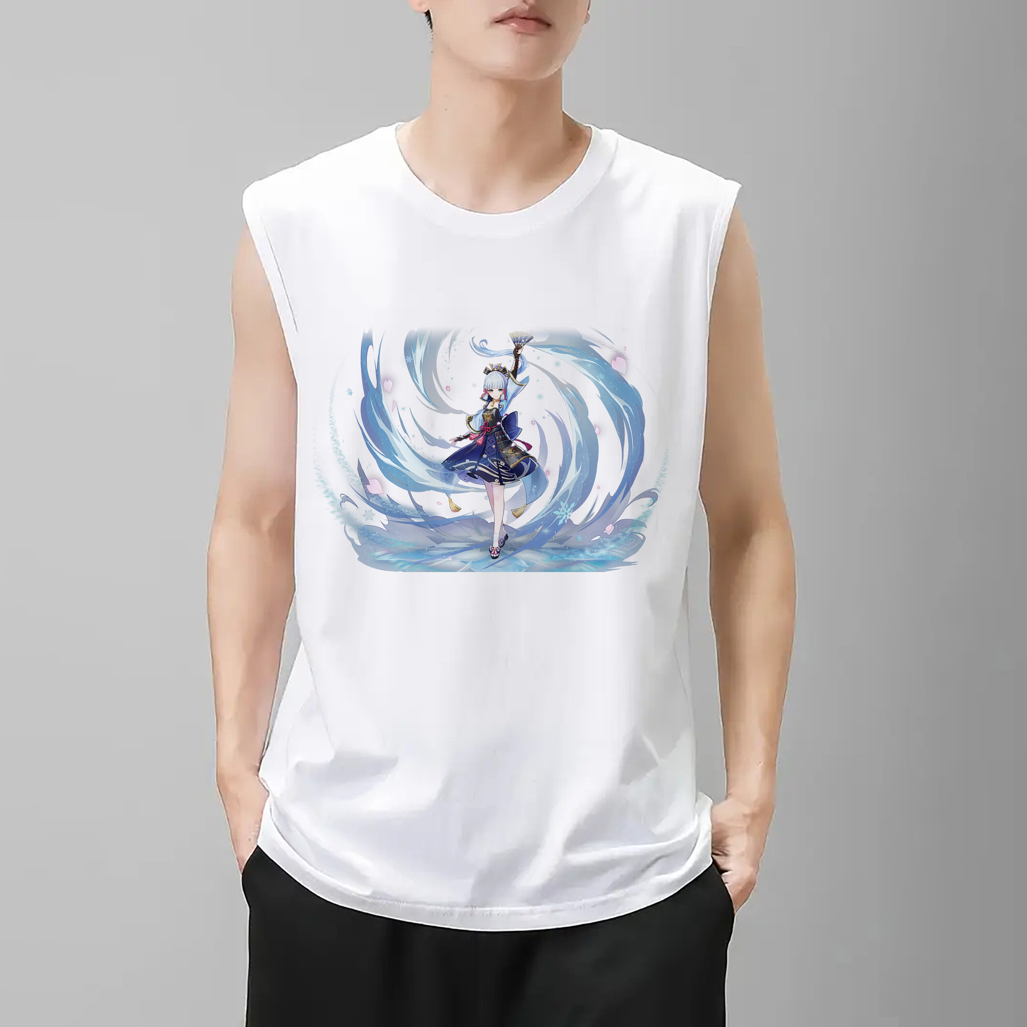 げんし神 神里綾華 神宮寺レン genshin Kamimiya Ren コットン100％タンクトップ（フロントプリント）