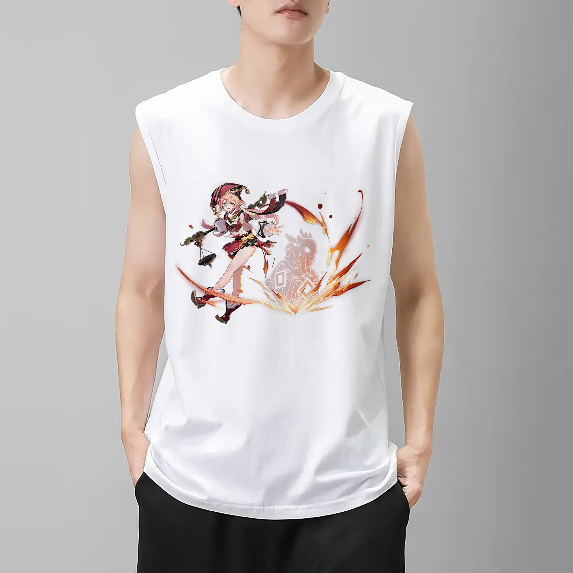 げんし神 ヤンフェイ genshin Yanfei コットン100％タンクトップ（フロントプリント）