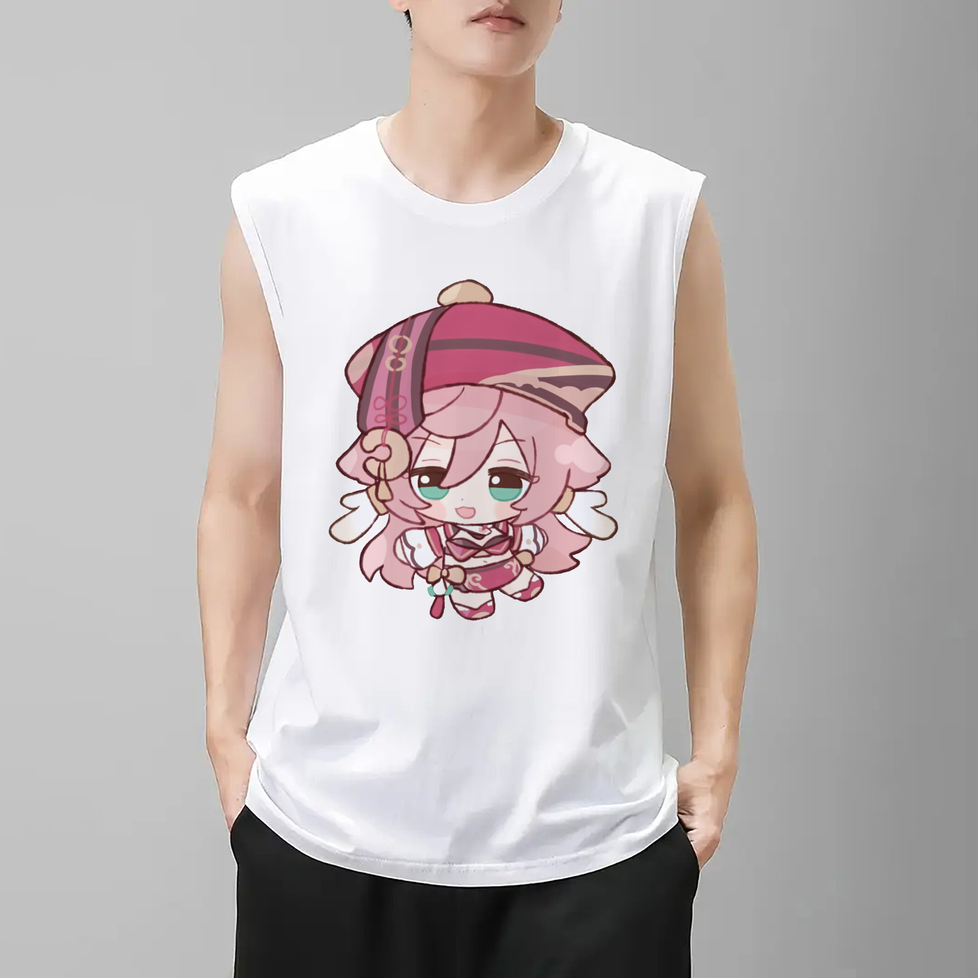 げんし神 ヤンフェイ genshin Yanfei コットン100％タンクトップ（フロントプリント）