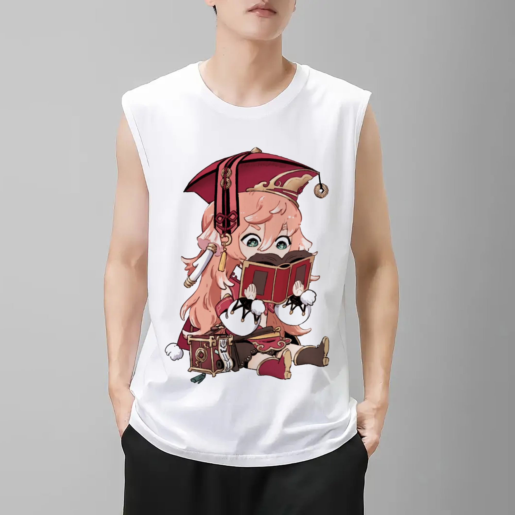 げんし神 ヤンフェイ genshin Yanfei コットン100％タンクトップ（フロントプリント）