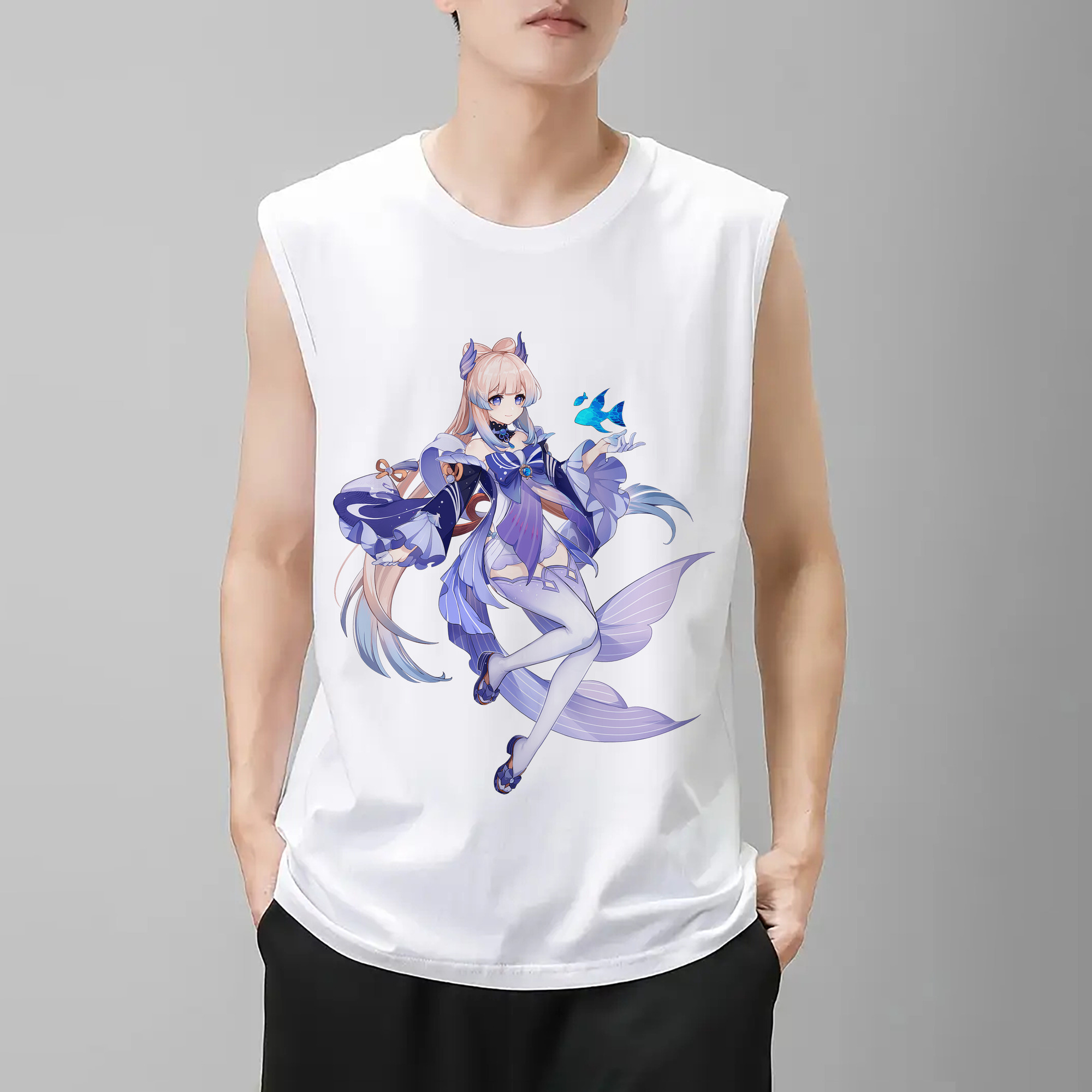 げんし神 珊瑚宮心海 サンゴノミヤ・ココミ genshin Sangonomiya Kokomi コットン100％タンクトップ（フロントプリント）