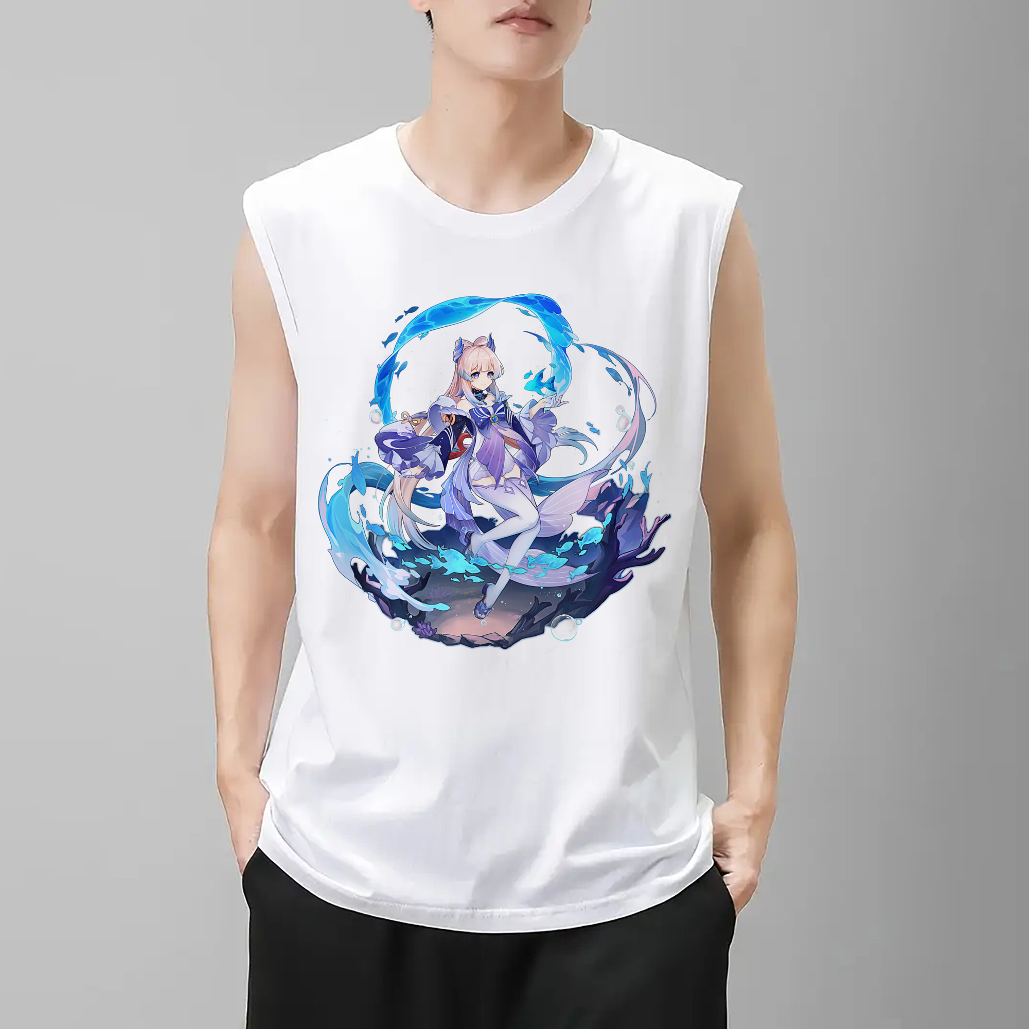 げんし神 珊瑚宮心海 サンゴノミヤ・ココミ genshin Sangonomiya Kokomi コットン100％タンクトップ（フロントプリント）