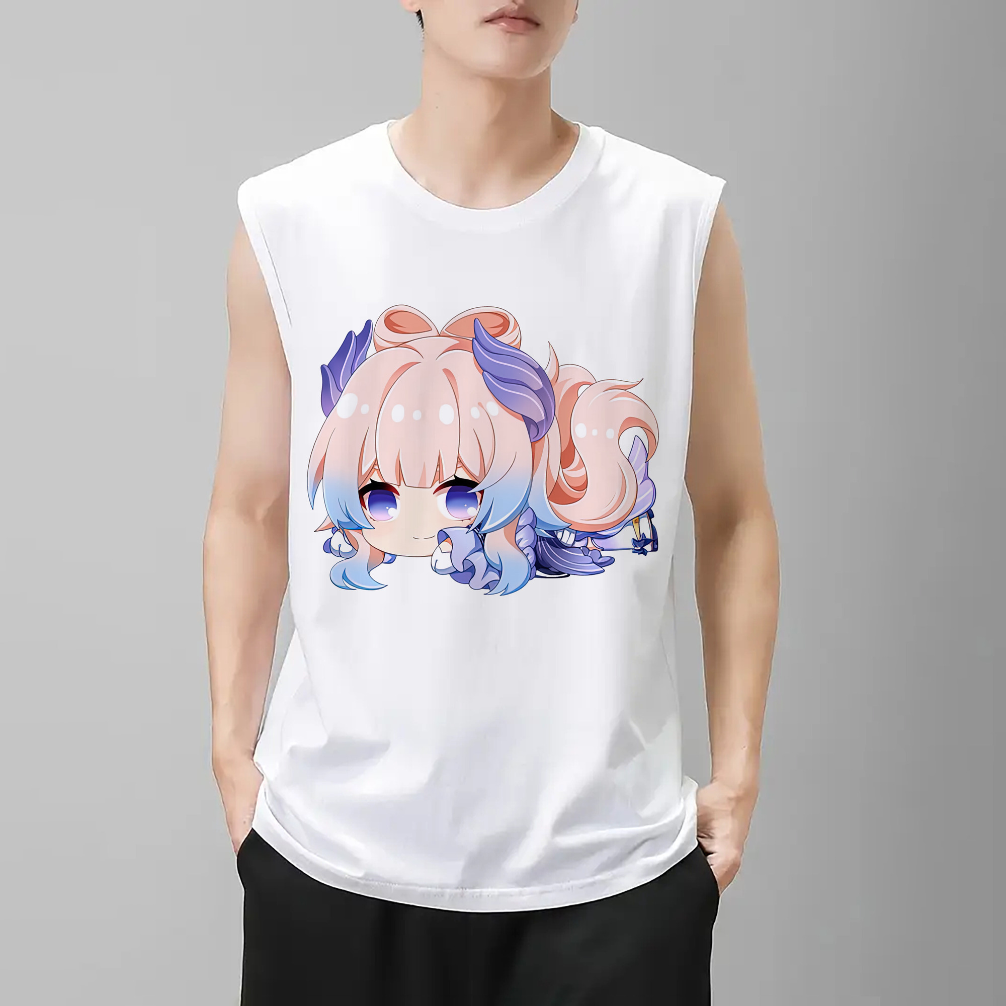 げんし神 珊瑚宮心海 サンゴノミヤ・ココミ genshin Sangonomiya Kokomi コットン100％タンクトップ（フロントプリント）
