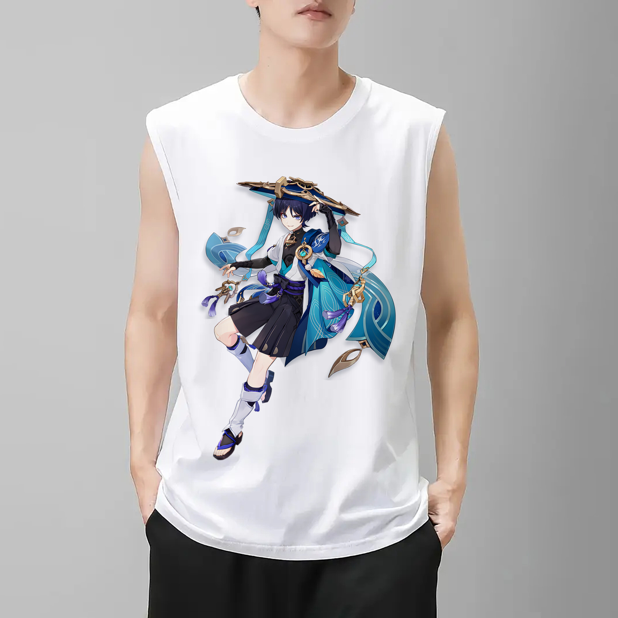 げんし神 さんペい genshin Sanpei コットン100％タンクトップ（フロントプリント）