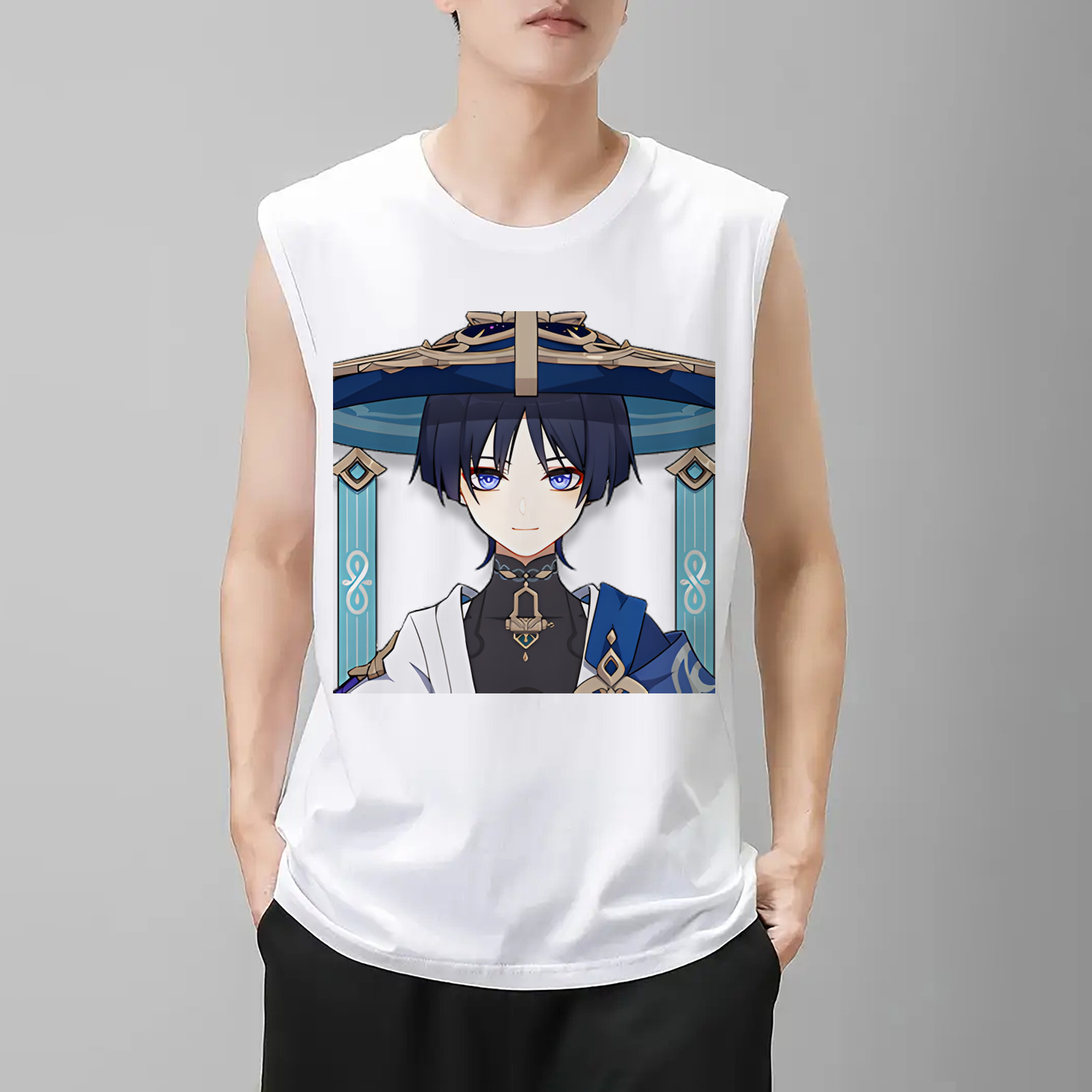 げんし神 さんペい genshin Sanpei コットン100％タンクトップ（フロントプリント）